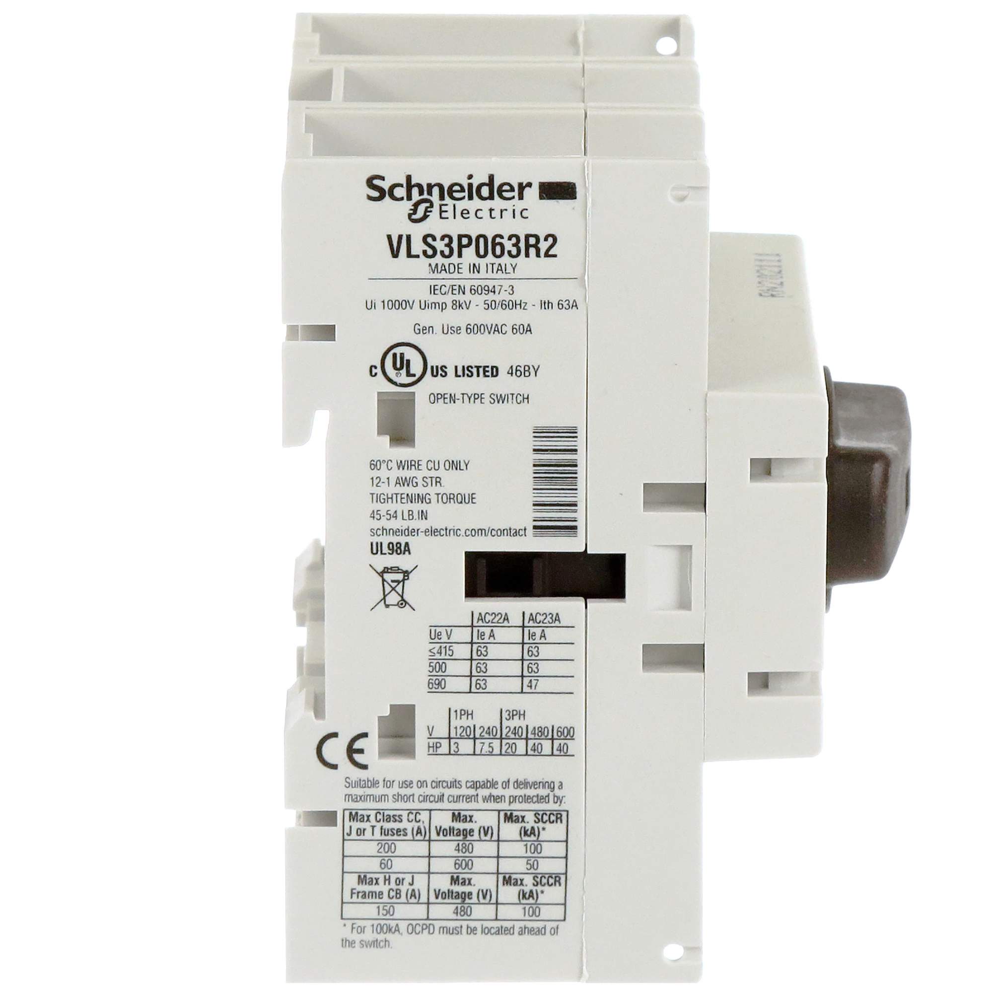 Schneider Electric VLS3P063R2 Load disconnect switch TeSys VLS up to 63A, 3-pole for DIN rail mounting (img_003)