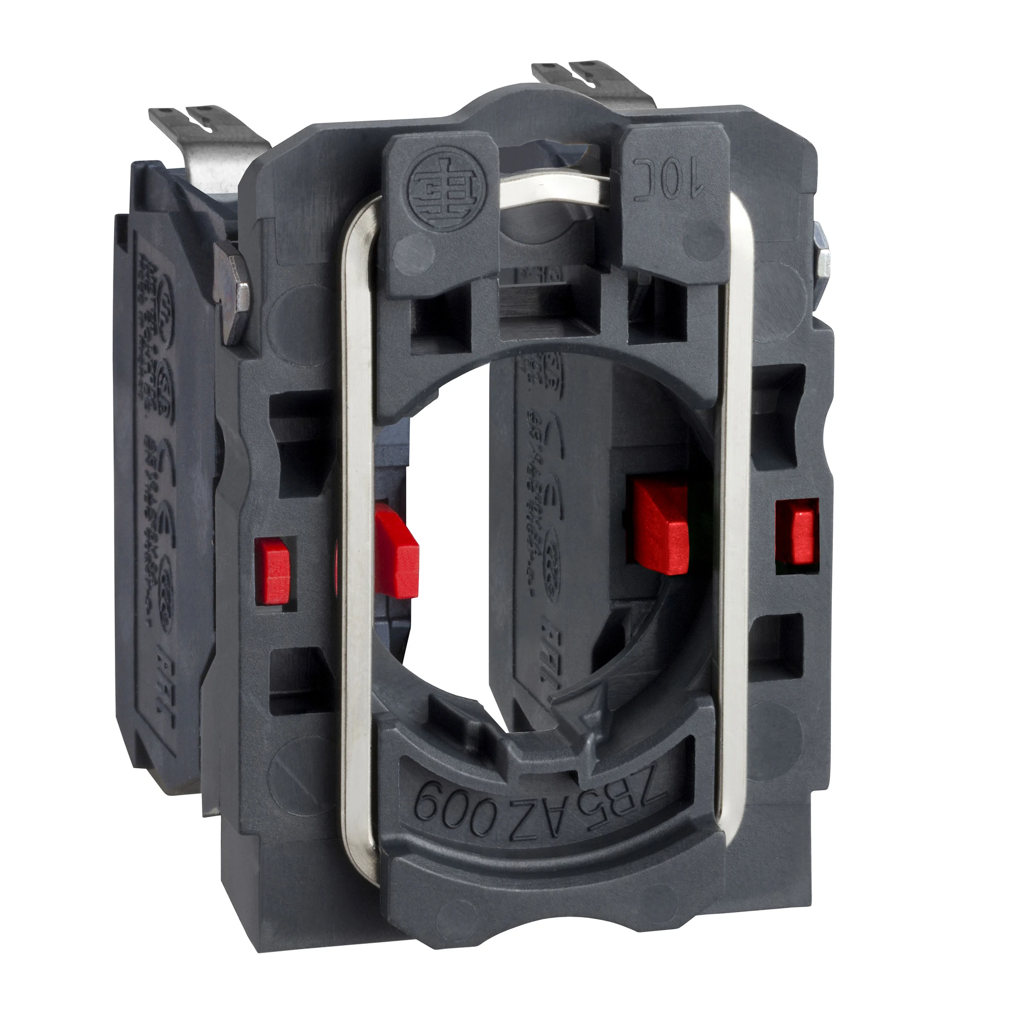 Schneider Electric ZB5AZ1043 Auxiliary contact block with mounting flange, Harmony XB5, plastic, 22mm, 30mm, 2NC, flat connector (img_001)