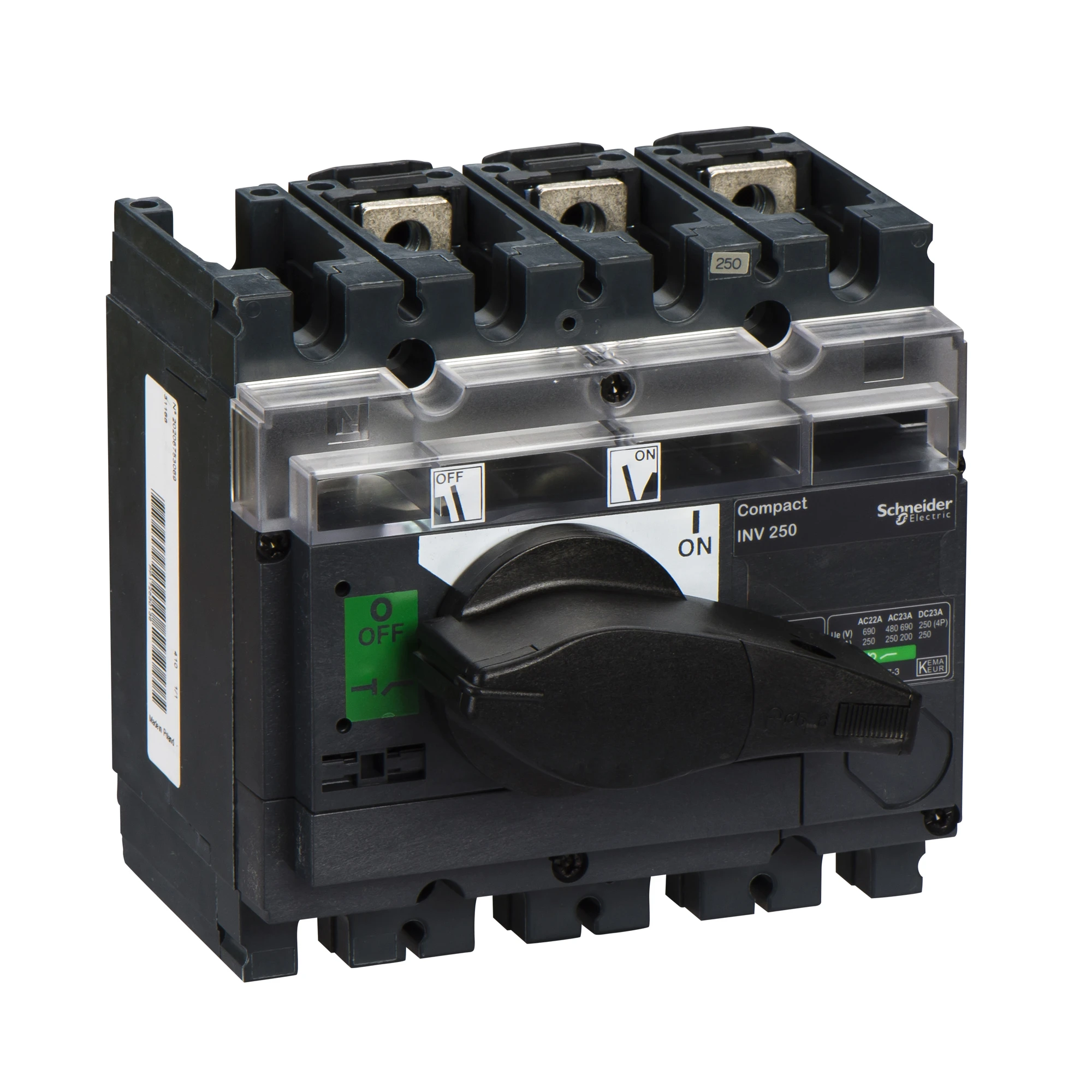 Schneider Electric 31166 Load disconnect switch INV250, 3 P, 250A/690V DC/AC, Black rotary handle (img_001) Schneider Electric 31166 Load disconnect switch INV250, 3 P, 250A/690V DC/AC, Black rotary handle (img_001)