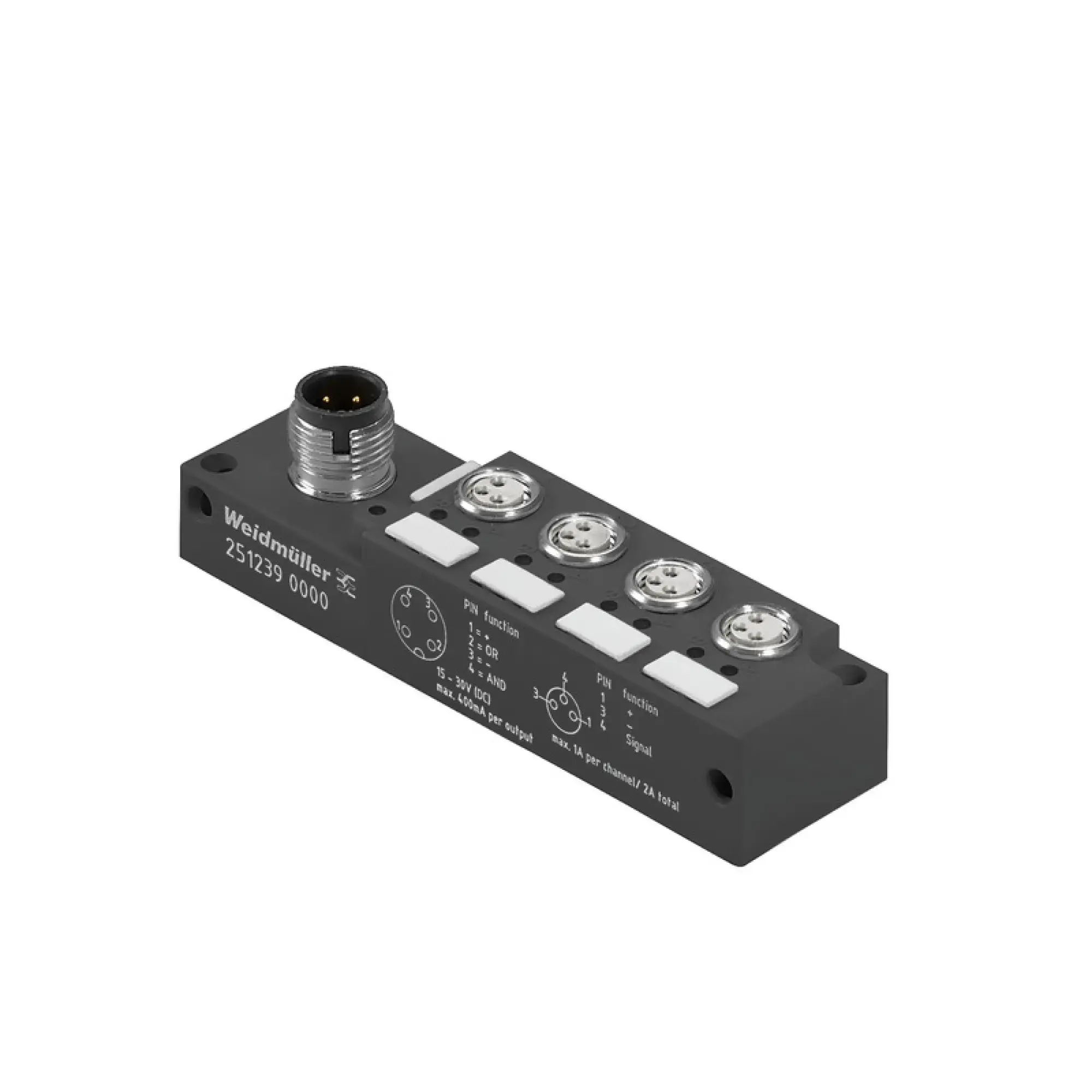 Weidmüller 2512390000 Sensor-actuator passive distributor (without cable), with M12 outlet, M8, 30 V, LED: Yes, LED initiator: Yes, Wiring type: AND/OR (img_001) Weidmüller 2512390000 Sensor-actuator passive distributor (without cable), with M12 outlet, M8, 30 V, LED: Yes, LED initiator: Yes, Wiring type: AND/OR (img_001)