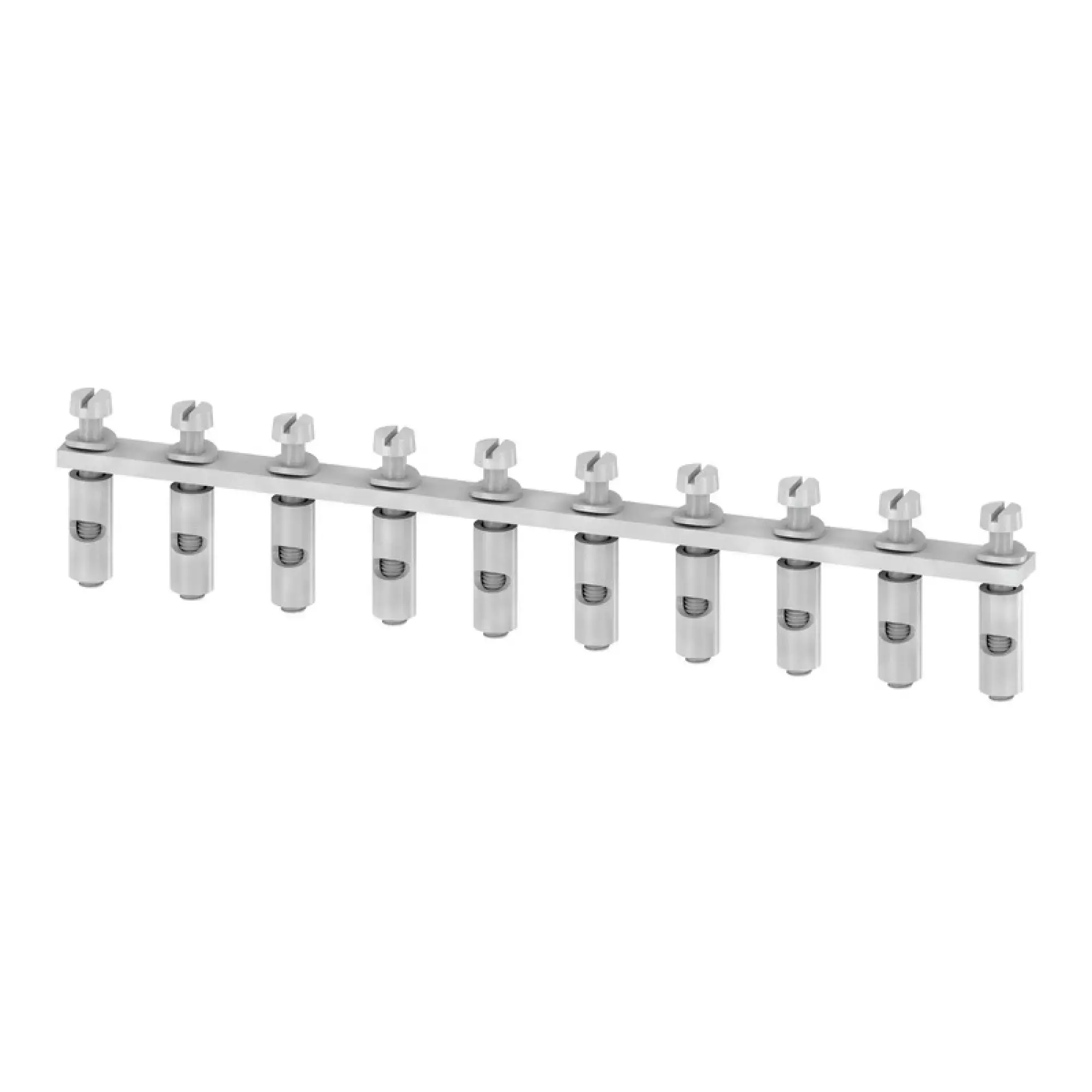 Weidmüller 0457800000 Cross-connector (terminal), when screwed in, grey, 76 A, Number of poles: 10, Pitch in mm: 6.00, Insulated: No, Width: 131.1 mm (img_001)
