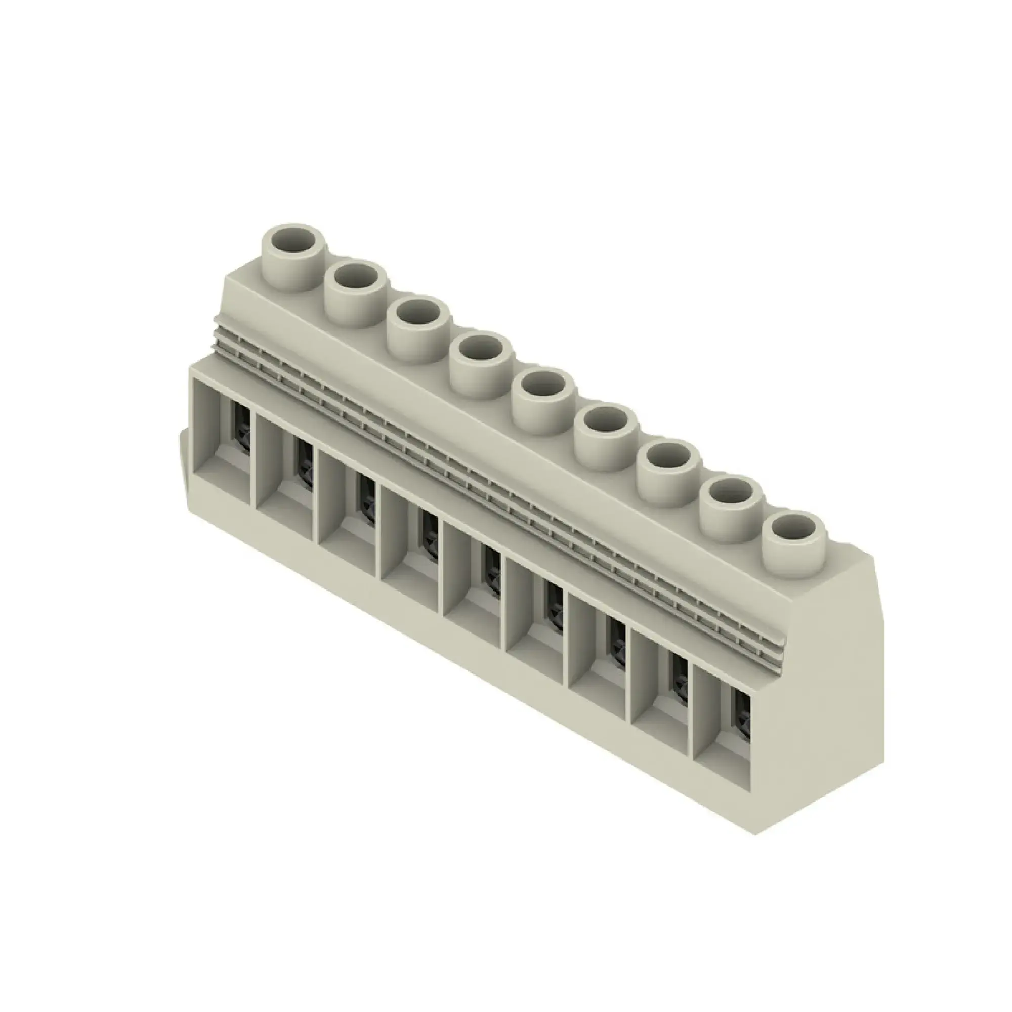Weidmüller 1386950000 PCB terminal, 1000 V, 150 A, Pitch in mm: 15.00, 50 mm², Number of poles: 9, Clamping yoke connection, THT solder connection, 90°, Box (img_001)