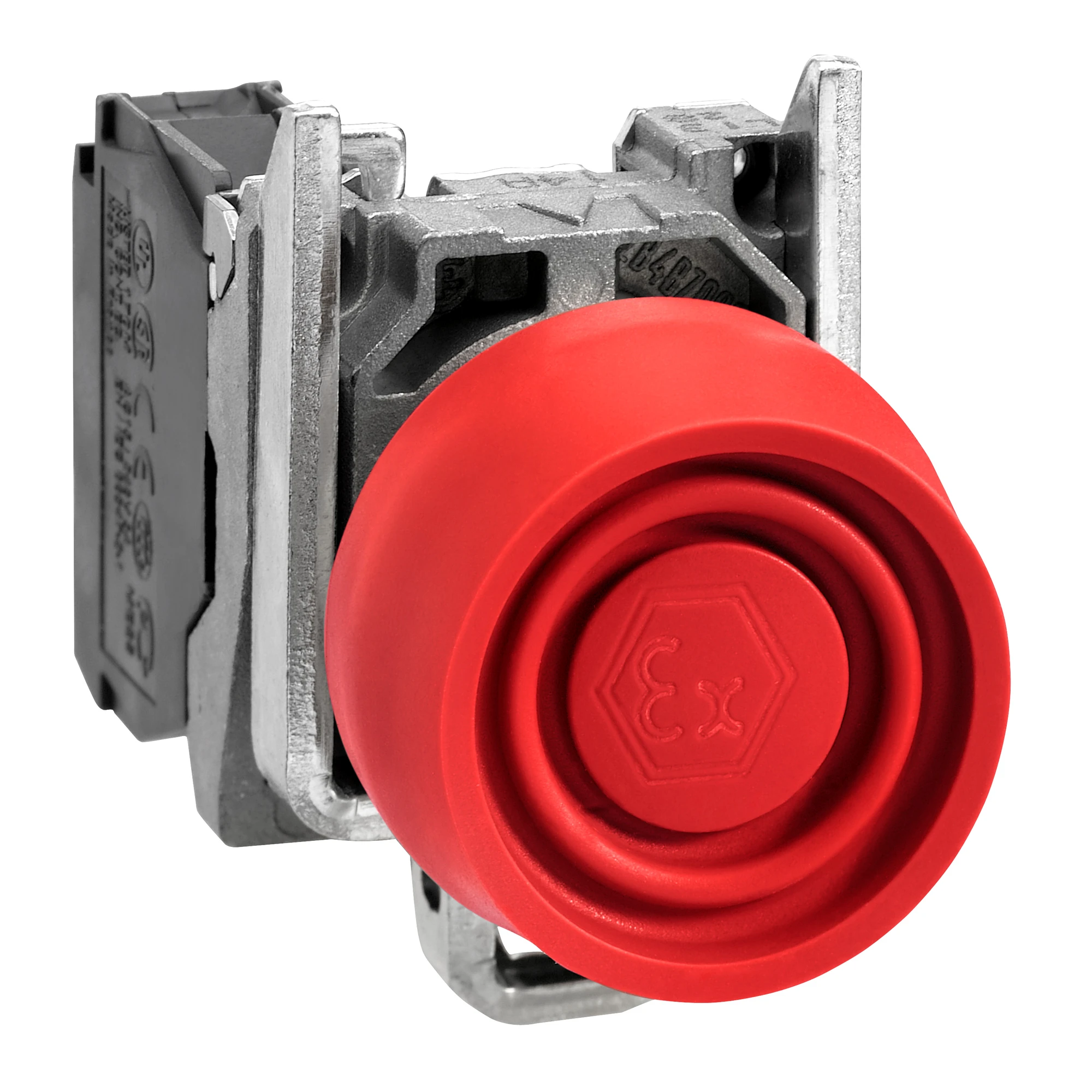 Schneider Electric XB4BPS42EX Push Button, Harmony XB4, Metal, 22mm, Red, Momentary, with Protective Cap, 1NC, ATEX (img_001) Schneider Electric XB4BPS42EX Push Button, Harmony XB4, Metal, 22mm, Red, Momentary, with Protective Cap, 1NC, ATEX (img_001)