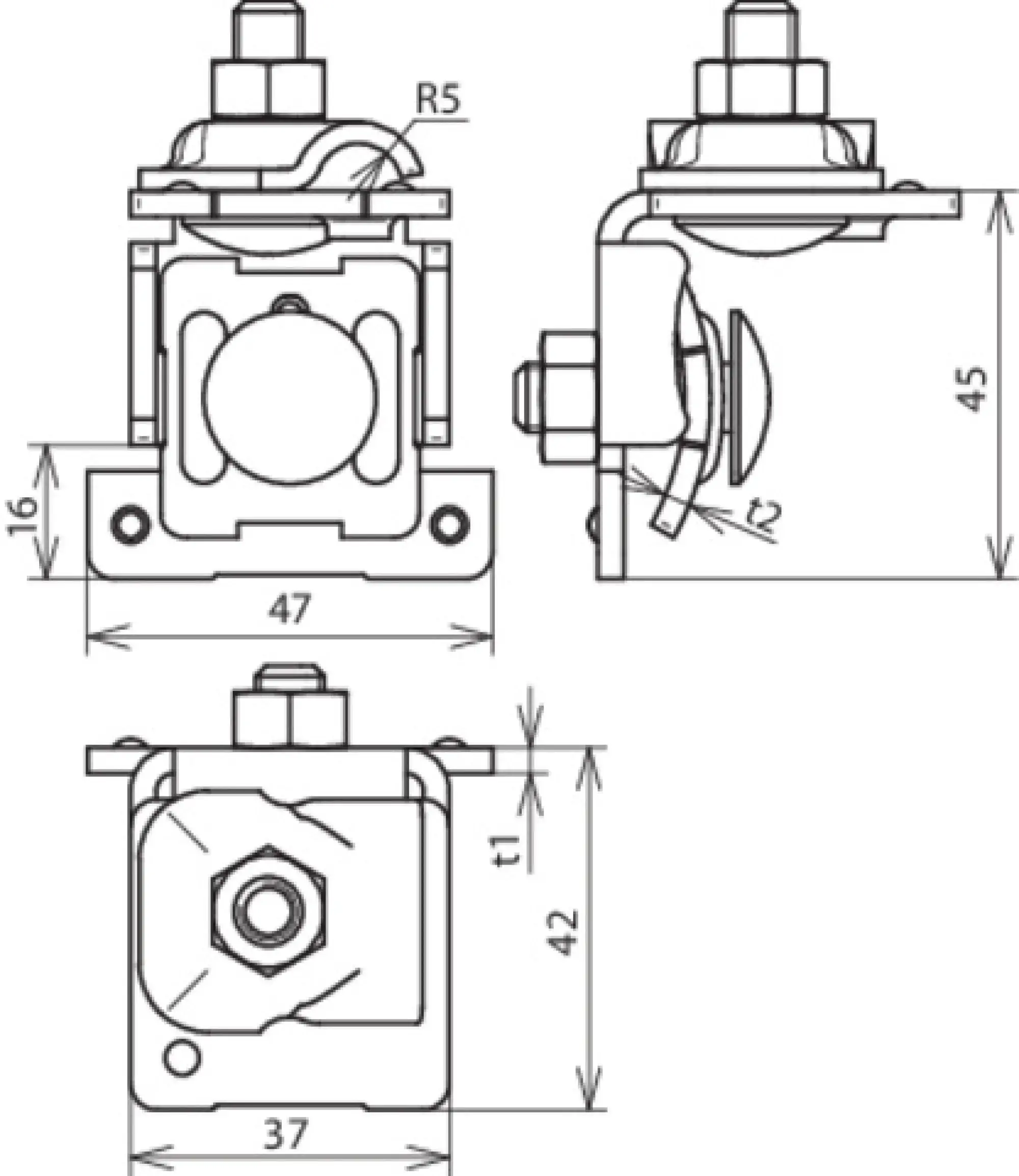 Dehn 365057 Saddle clamp Cu clamping range 0.7-8mm, angled, w. clamping frame for Rd 6-10mm (img_002)