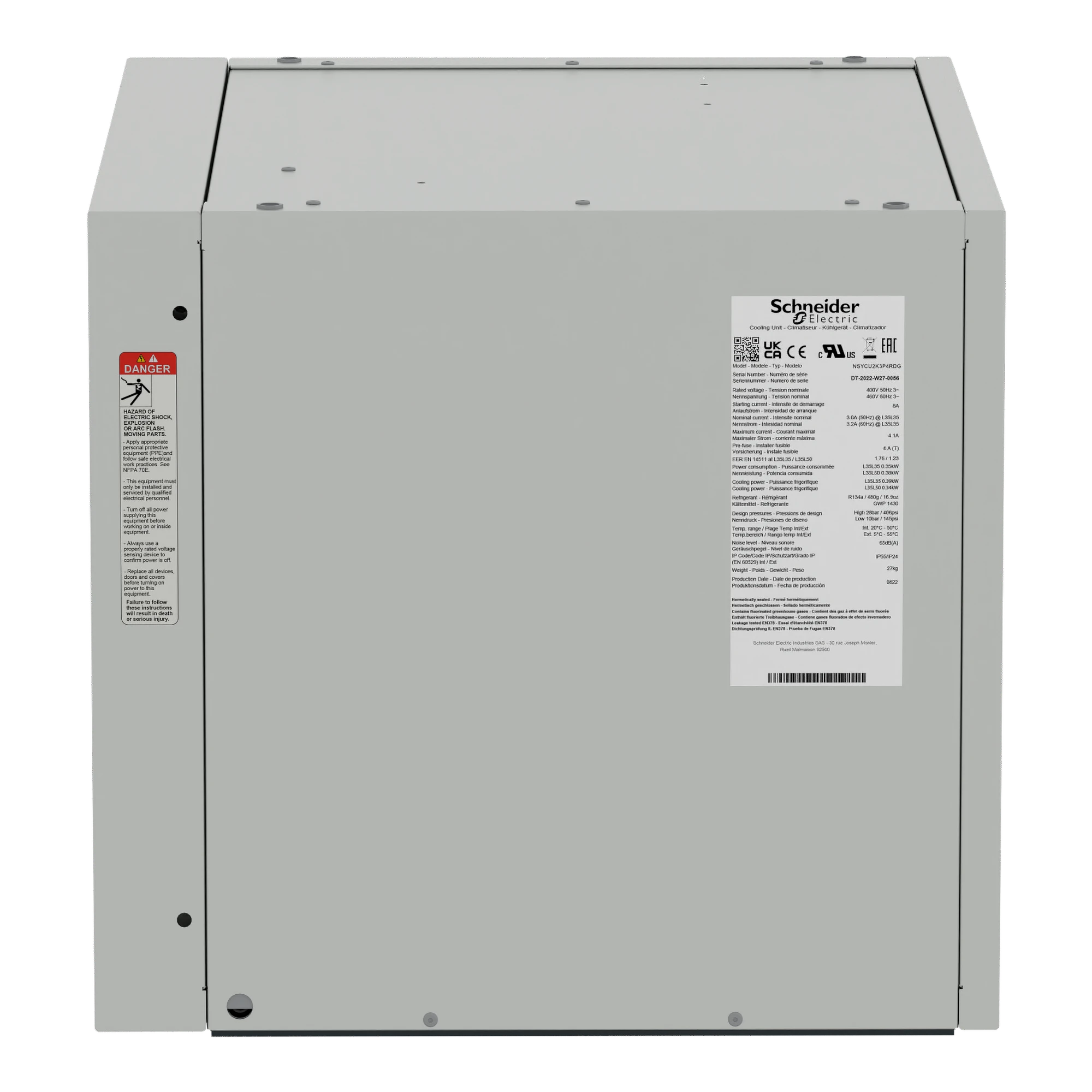 Schneider Electric NSYCU2K3P4RDG Rooftop cooling unit, connected, Climasys CU, 2kW, 3-phase, 380/460V, 50/60Hz, IP54 (img_006)