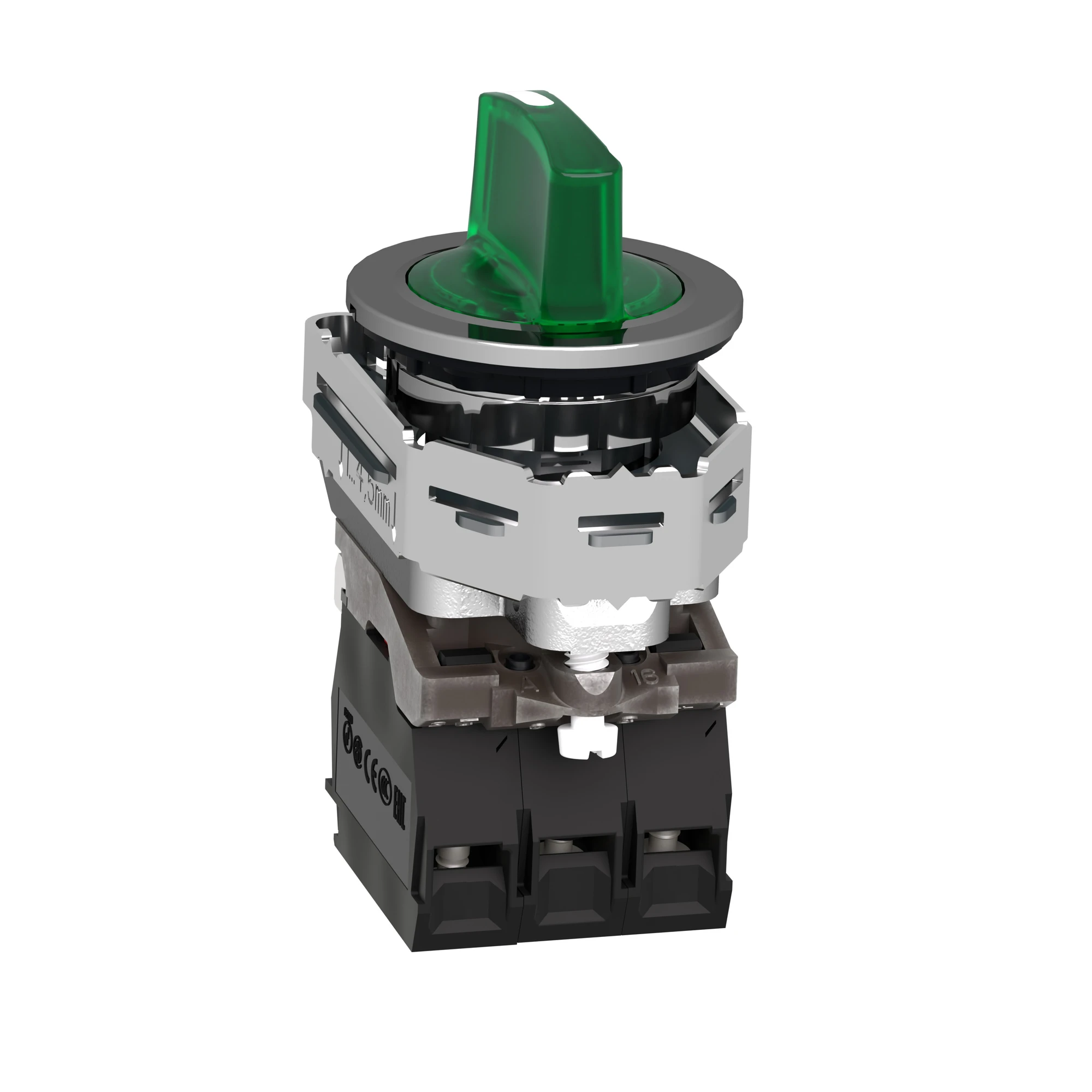 Schneider Electric XB4FK133B5 Illuminated Selector Switch, Harmony XB4F, 30mm, Metal, Green, Universal LED, 3 Positions, 1NO+1NC, 24V ACDC (img_005) Schneider Electric XB4FK133B5 Illuminated Selector Switch, Harmony XB4F, 30mm, Metal, Green, Universal LED, 3 Positions, 1NO+1NC, 24V ACDC (img_005)