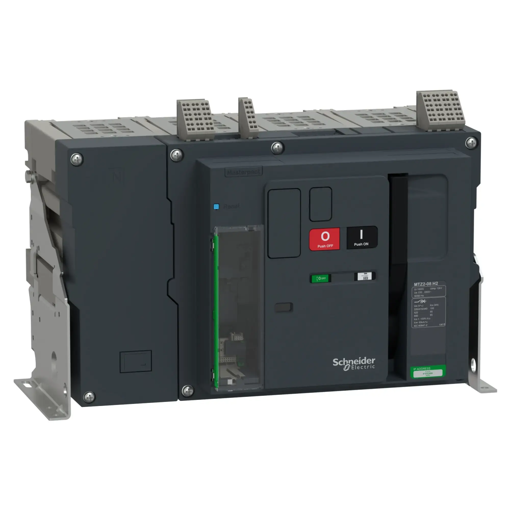 Schneider Electric LV948177 MasterPacT MTZ2 08 800A H2 100kA/440VAC 4P Grundschalter Festeinbau Neutral rechts für MicroLogic Active (img_002)
