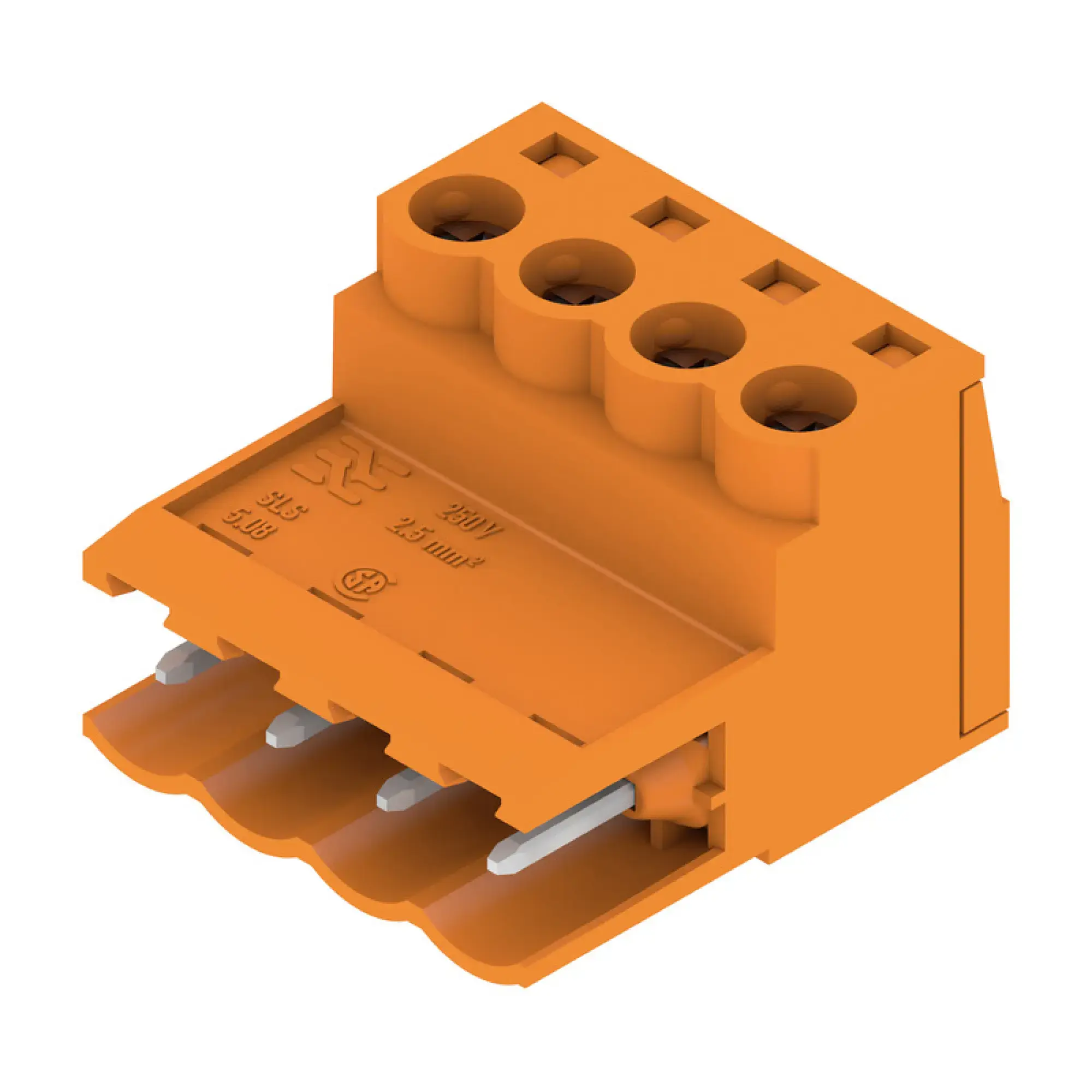 Weidmüller 1627110000 PCB connector (wire connection), 320 V, 21.5 A, Pitch in mm: 5.08, 3.31 mm², Number of poles: 4, Clamping yoke connection, Box (img_001)