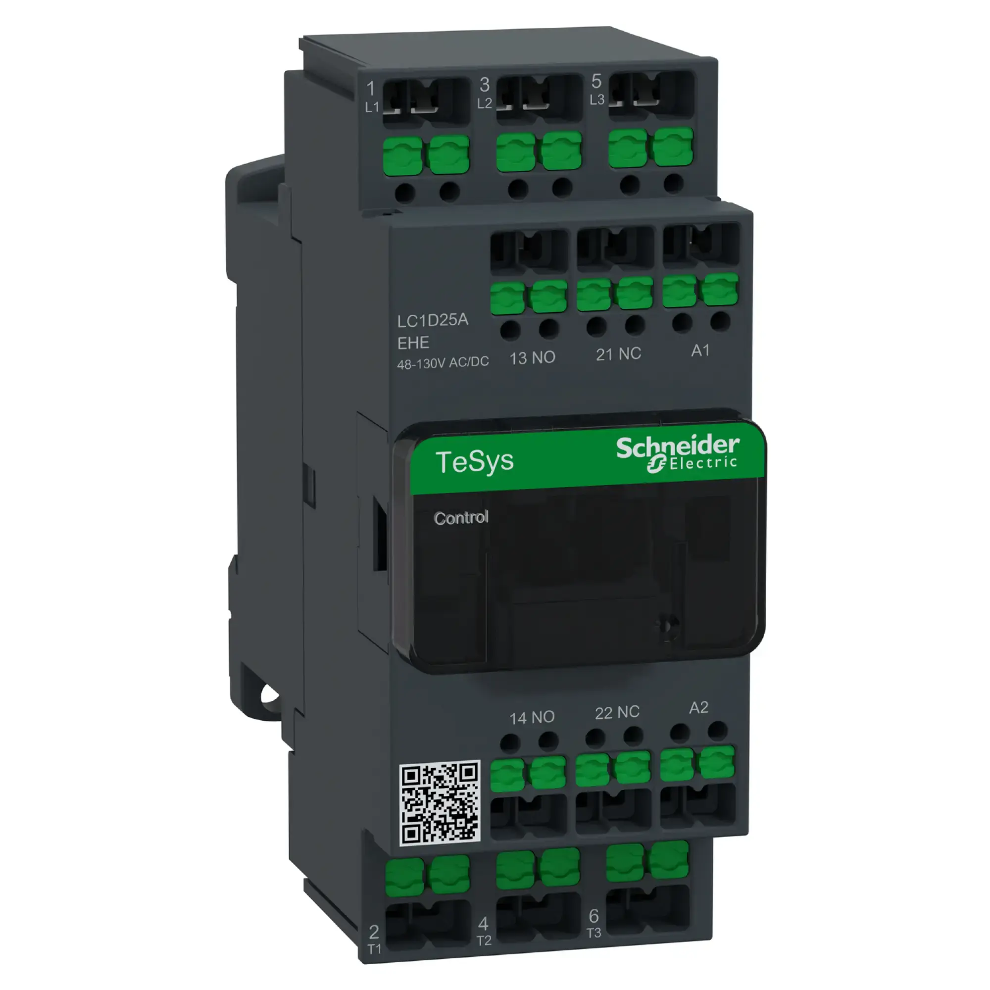 Schneider Electric LC1D25AEHE Leistungsschütz LC1D 3p, +1S+1Ö, 11 kW, 25 A, 400 V AC3, Spule 48-130 V AC/DC, SnapIN (img_001)