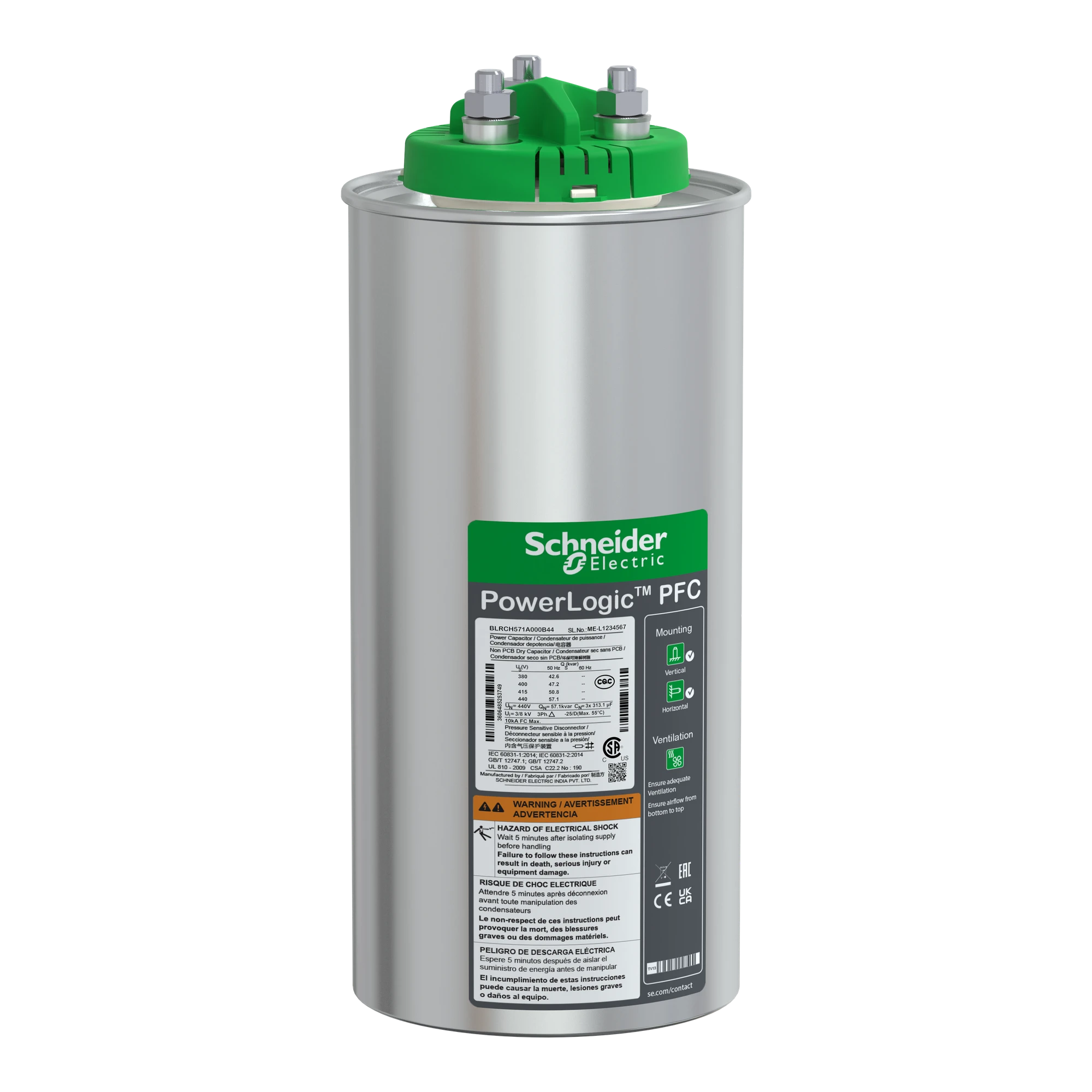 Schneider Electric BLRCH571A000B44 High-performance capacitor, PowerLogic PFC HD, 57.1/0kvar, 440V, 50/60Hz (img_001) Schneider Electric BLRCH571A000B44 High-performance capacitor, PowerLogic PFC HD, 57.1/0kvar, 440V, 50/60Hz (img_001)