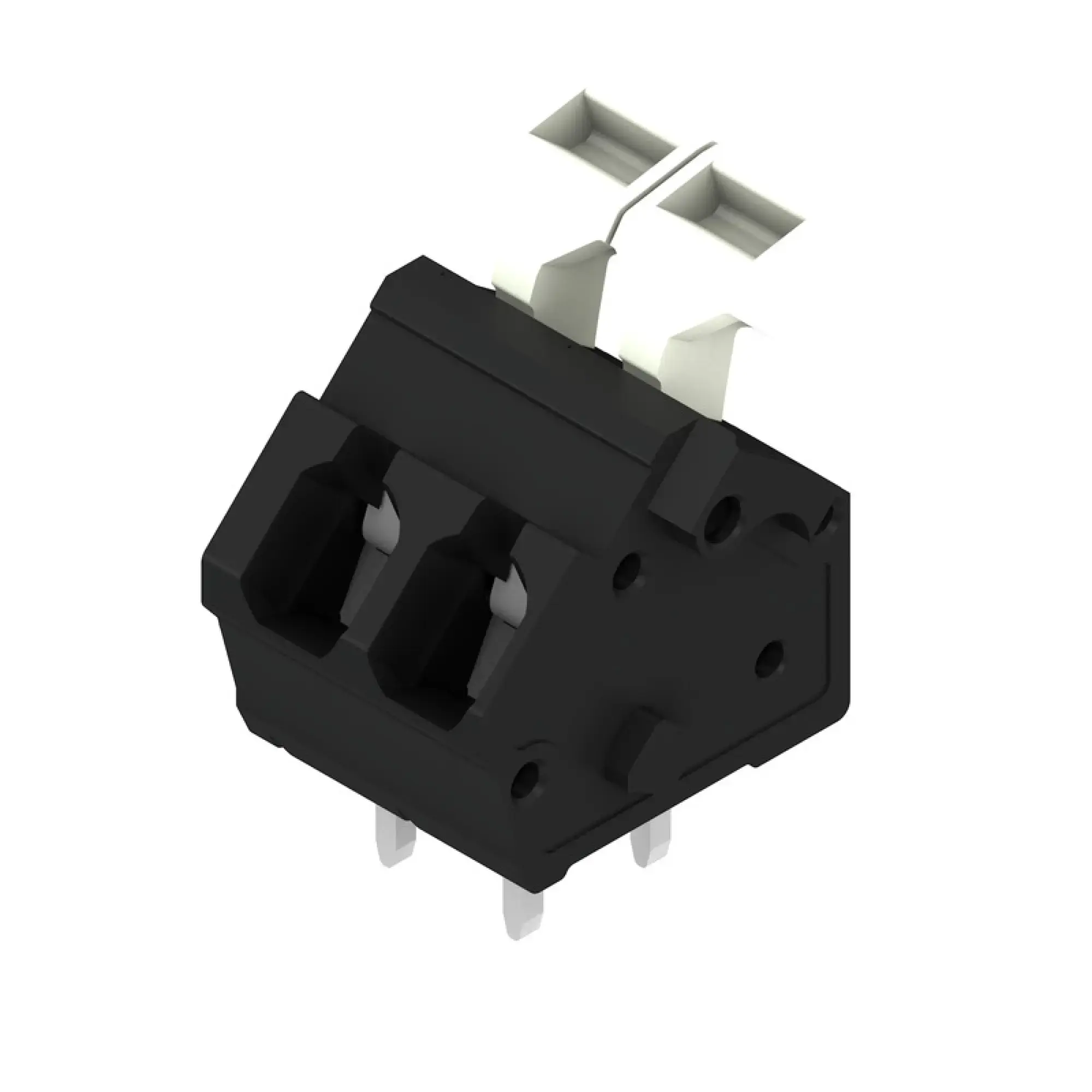 Weidmüller 1811510000 PCB terminal, 320 V, 24 A, Pitch in mm: 5.00, 2.5 mm², Number of poles: 2, Tension clamp connection with actuator, THT solder connection, 135°, Box (img_002)
