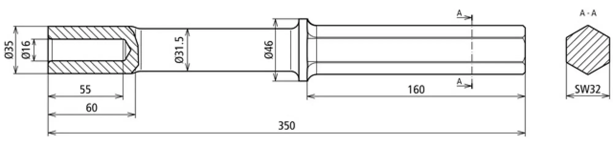 Dehn 625010 Hammer insert for earth rods D25mm L350mm for Atlas Copco width across flats 32 (img_002) Dehn 625010 Hammer insert for earth rods D25mm L350mm for Atlas Copco width across flats 32 (img_002)