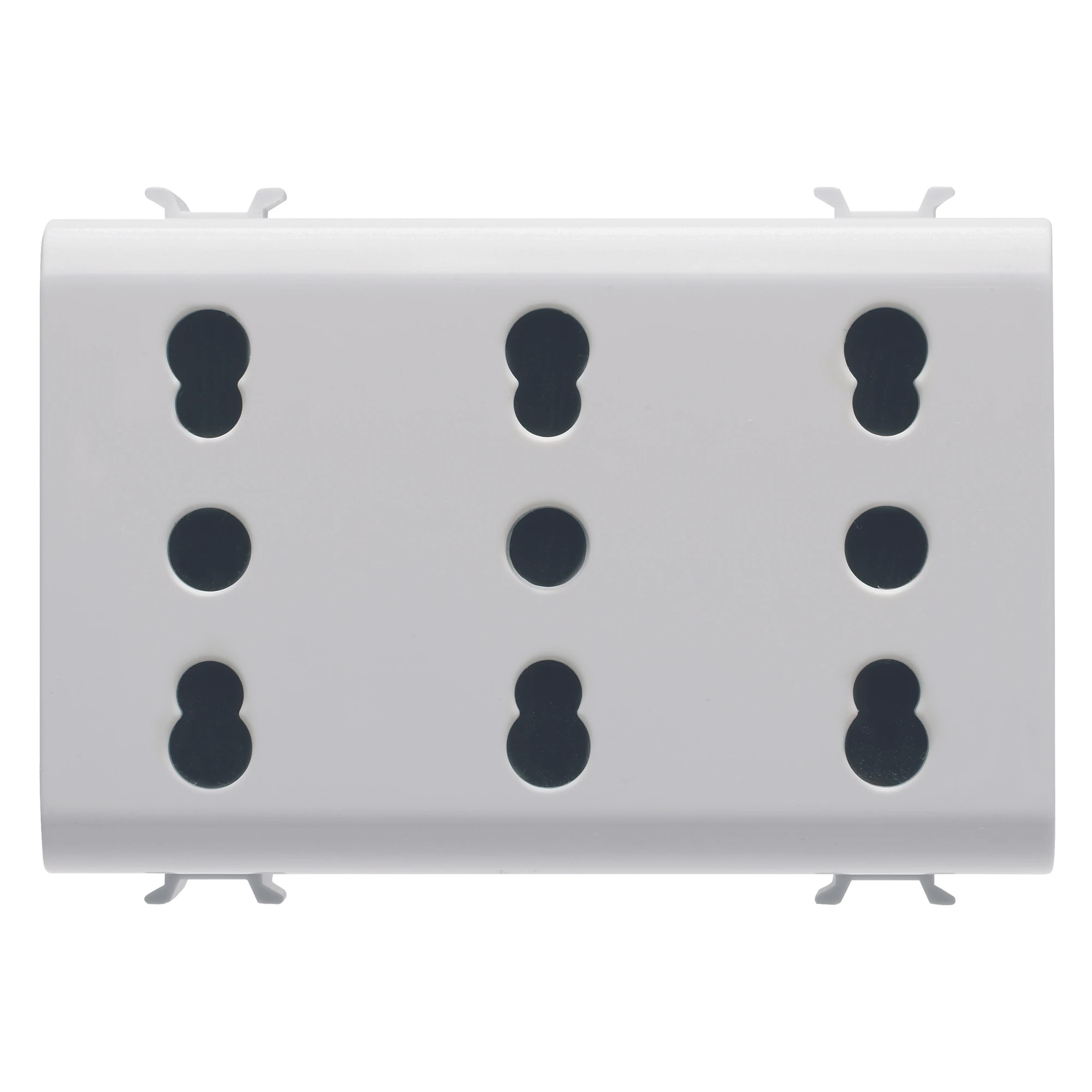 GEWISS GW10209 ITALIAN STANDARD TRIPLE SOCKET-OUTLET 250V ac - 3X2P+E 16A DUAL AMPERAGE - P11-P17 - 3 MODULES - GLOSSY WHITE - CHORUSMART (img_001)
