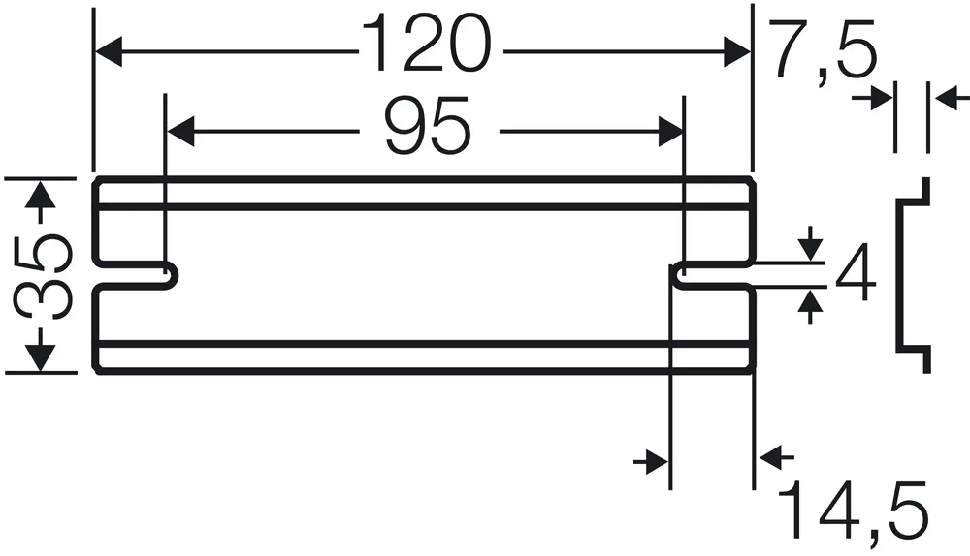 Hensel 62000345 Tragschiene 120 mm, für DK / KF 16..... DK TS 16 Q (img_003)