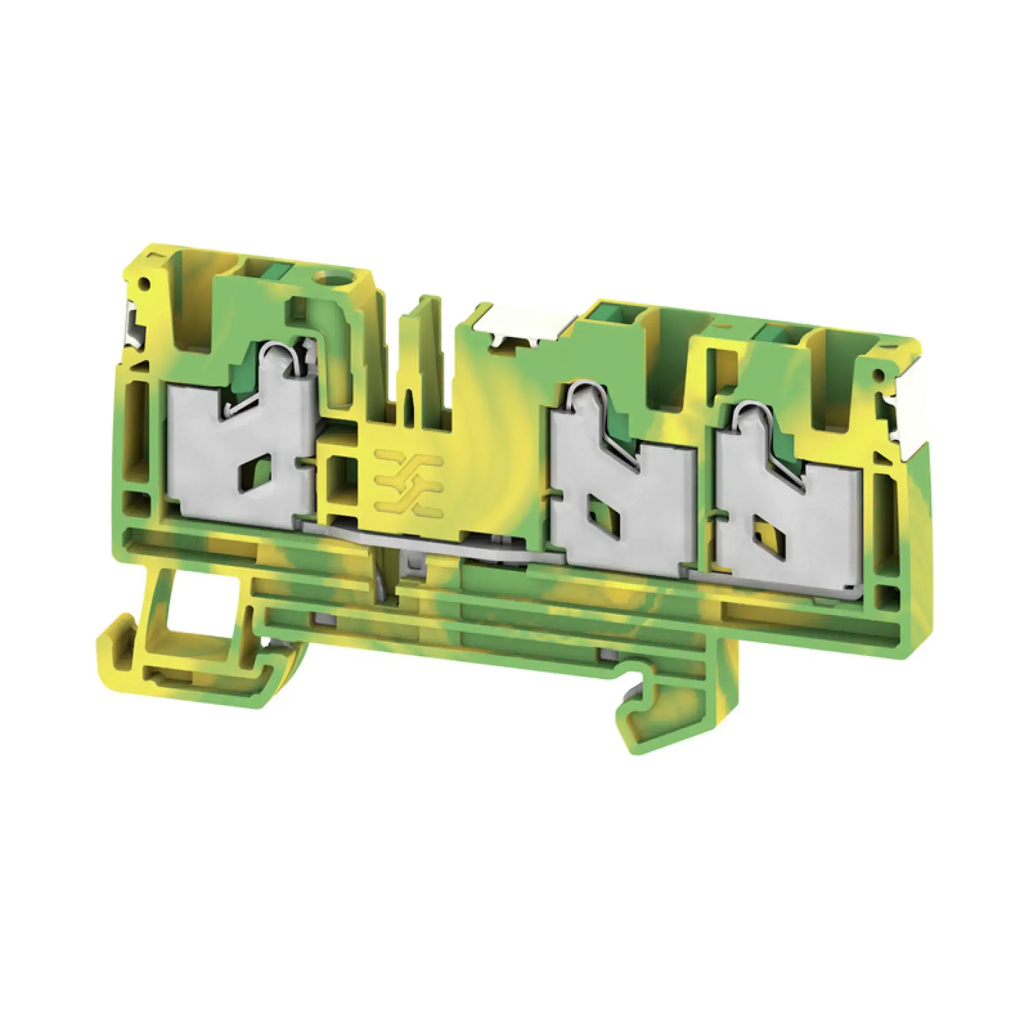 Weidmüller 2874980000 PE terminal, SNAP IN, Green/yellow, 4 mm², 1000 V, Number of connections: 3, Number of levels: 1, TS 35, V-0, Wemid (img_001)