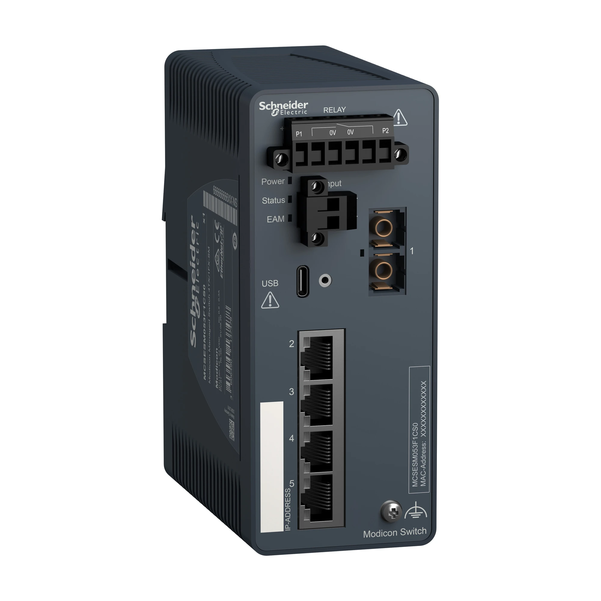 Schneider Electric MCSESM053F1CS0 Modicon Managed Switch, 4 Copper Ports (4TX 10/100 Mbps) + 1 Singlemode Fiber Optic Port (1FX-SM 100 Mbps) (img_001) Schneider Electric MCSESM053F1CS0 Modicon Managed Switch, 4 Copper Ports (4TX 10/100 Mbps) + 1 Singlemode Fiber Optic Port (1FX-SM 100 Mbps) (img_001)
