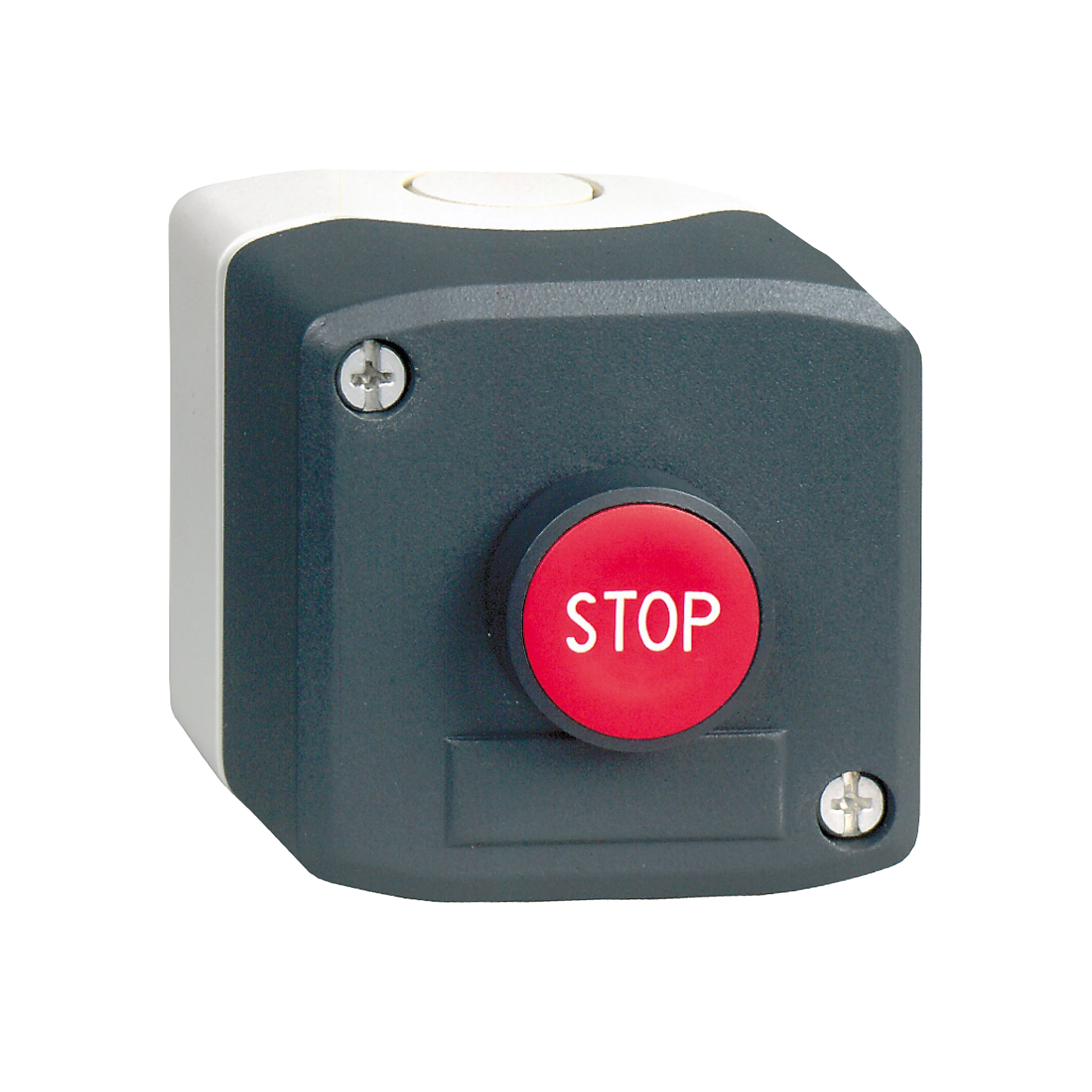 Schneider Electric XALD114 Surface-mounted Enclosure, Harmony XALD, Plastic, Dark Grey, 1 Push Button, Red, STOP, 22mm, 1NC (img_001) Schneider Electric XALD114 Surface-mounted Enclosure, Harmony XALD, Plastic, Dark Grey, 1 Push Button, Red, STOP, 22mm, 1NC (img_001)