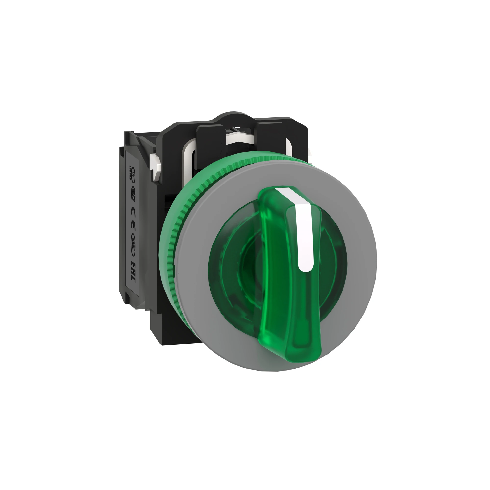 Schneider Electric XB5FK133M5C0 Illuminated Selector Switch, Harmony XB5F, Plastic, light grey, green, 30mm, universal LED, 3 positions, 1NO + 1NC, 230-240V AC (img_001) Schneider Electric XB5FK133M5C0 Illuminated Selector Switch, Harmony XB5F, Plastic, light grey, green, 30mm, universal LED, 3 positions, 1NO + 1NC, 230-240V AC (img_001)