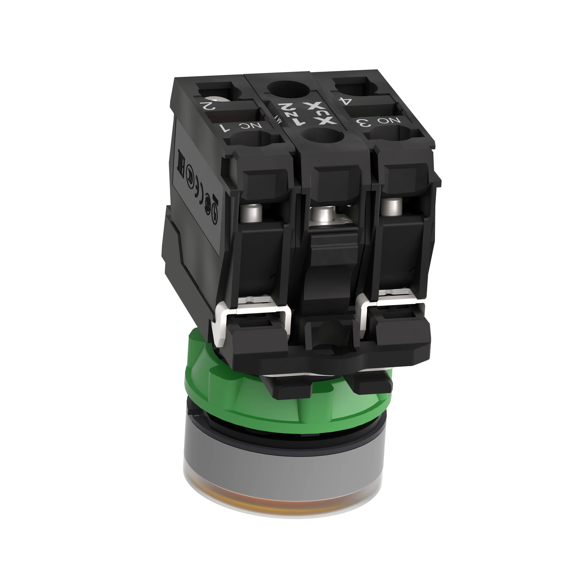 Schneider Electric XB5AW35G5C0 Illuminated Pushbutton, Harmony XB5, Plastic, Orange, 22mm, Universal LED, Smooth Dome, 1NO+1NC, 110-120V AC (img_007) Schneider Electric XB5AW35G5C0 Illuminated Pushbutton, Harmony XB5, Plastic, Orange, 22mm, Universal LED, Smooth Dome, 1NO+1NC, 110-120V AC (img_007)