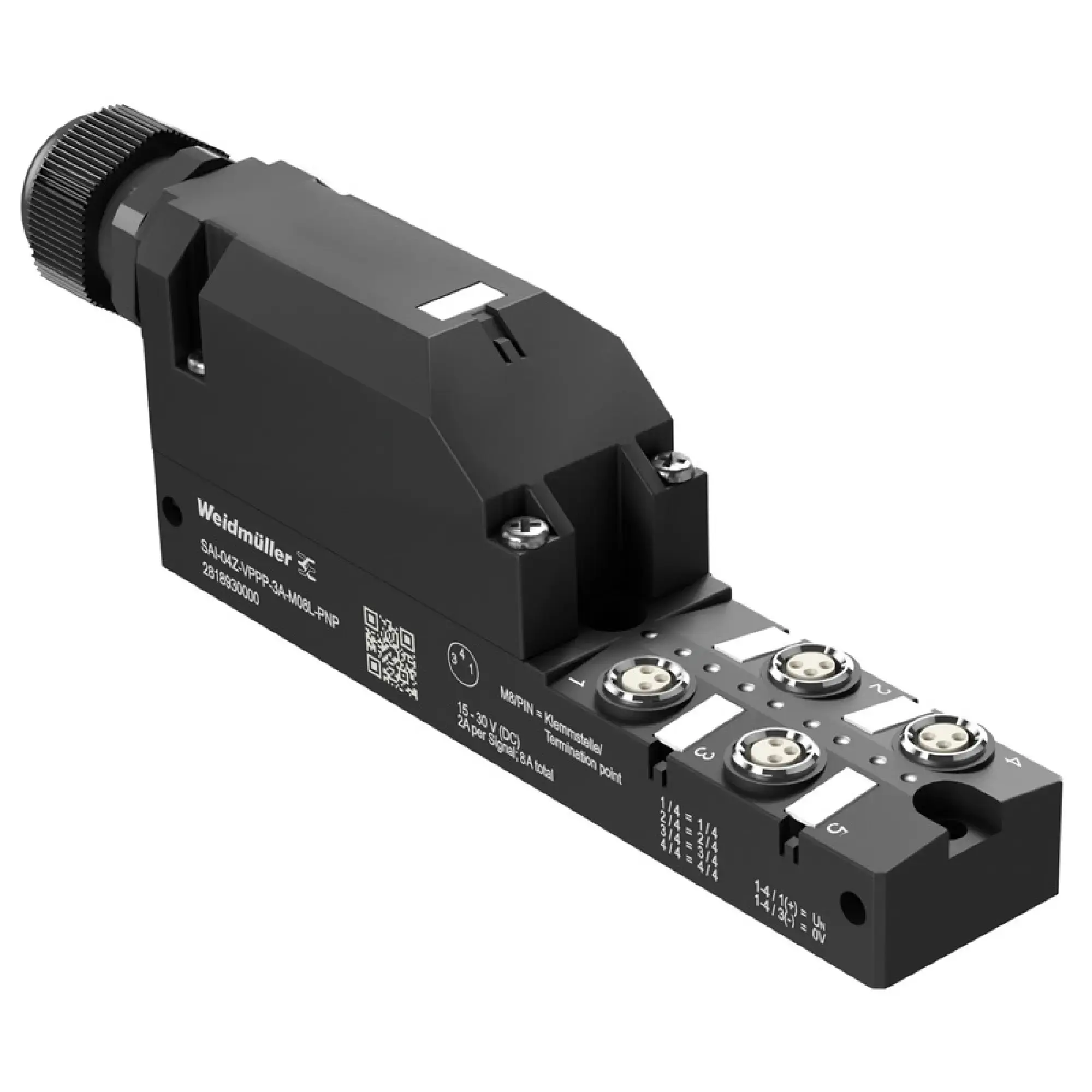 Weidmüller 2818930000 Sensor-actuator passive distributor (without cable), Hood distributor, M8, 30 V, LED: Yes, LED initiator: Yes, Wiring type: PNP (img_001)