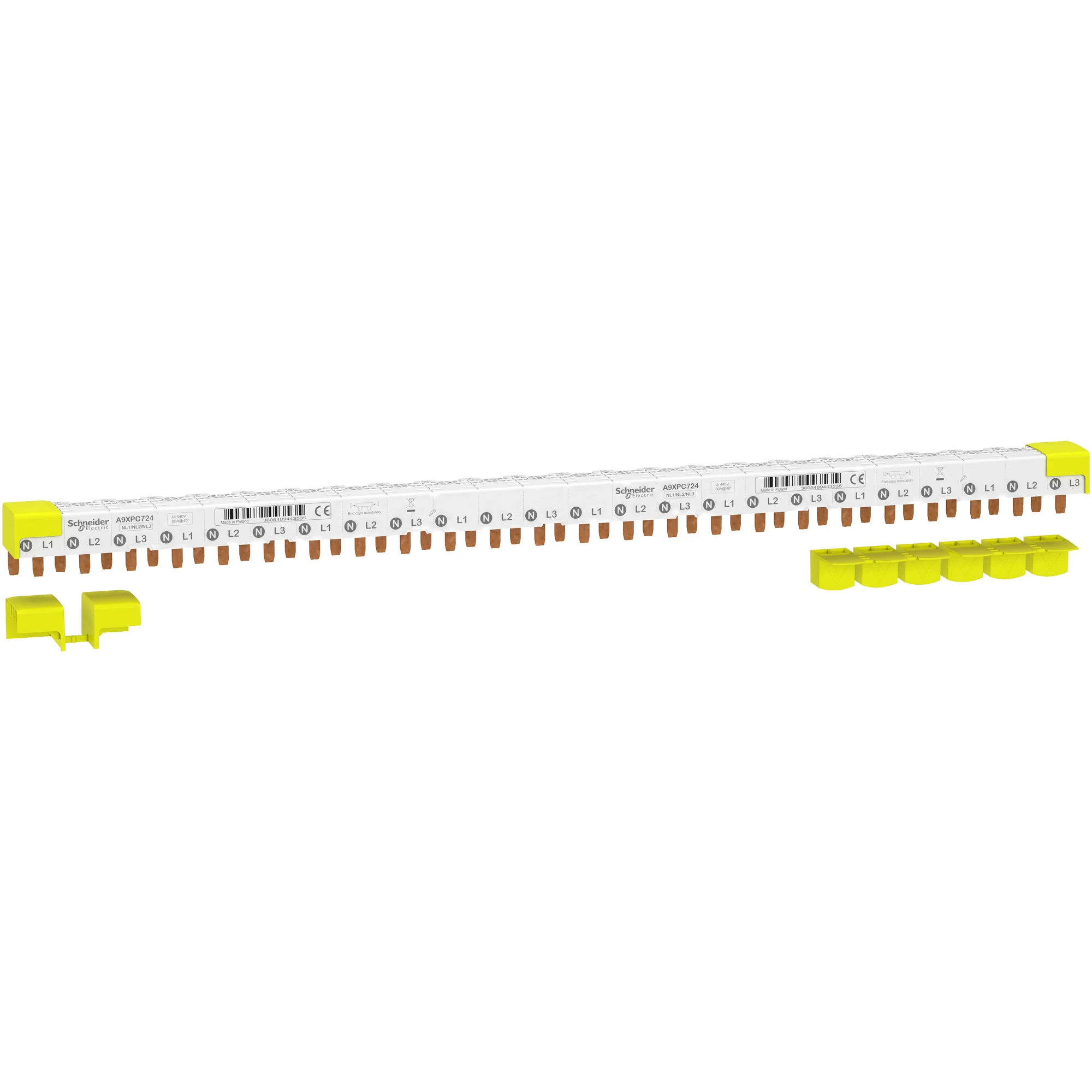 Schneider Electric A9XPC724 Acti9 busbar pin, 3P+N, 9mm pin spacing, 80A, 24 modules, 4 end caps (img_001) Schneider Electric A9XPC724 Acti9 busbar pin, 3P+N, 9mm pin spacing, 80A, 24 modules, 4 end caps (img_001)