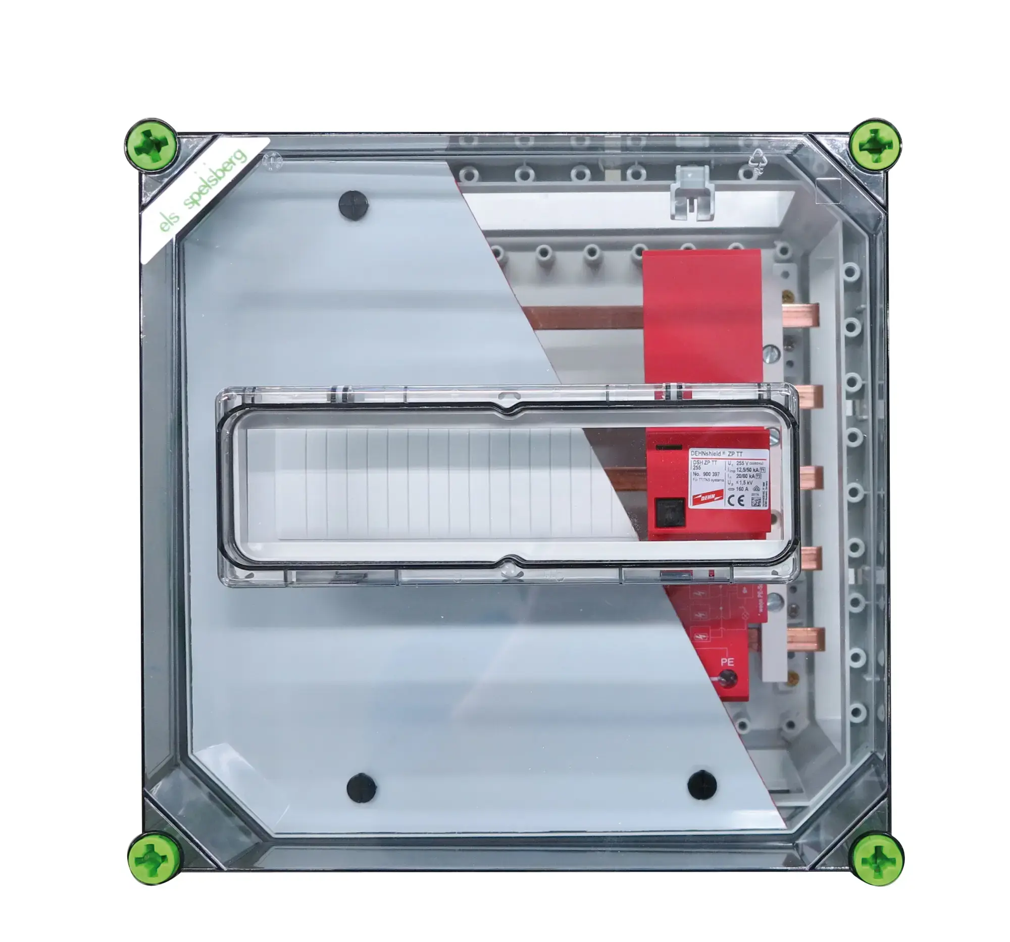 Spelsberg 01009501 Lightning protection enclosure, transparent, Type of protection IP65, Impact strength IK08, Protection class II, Rated voltage 400V AC, Halogen free (img_002)