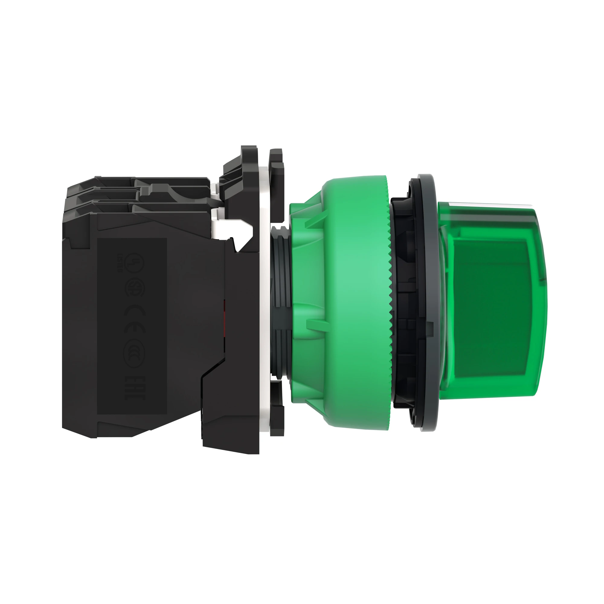 Schneider Electric XB5FK133M5 Illuminated Selector Switch, Harmony XB5F, Plastic, Green, 30mm, Universal LED, 3 Positions, 1NC + 1NO, 230-240V AC (img_003)