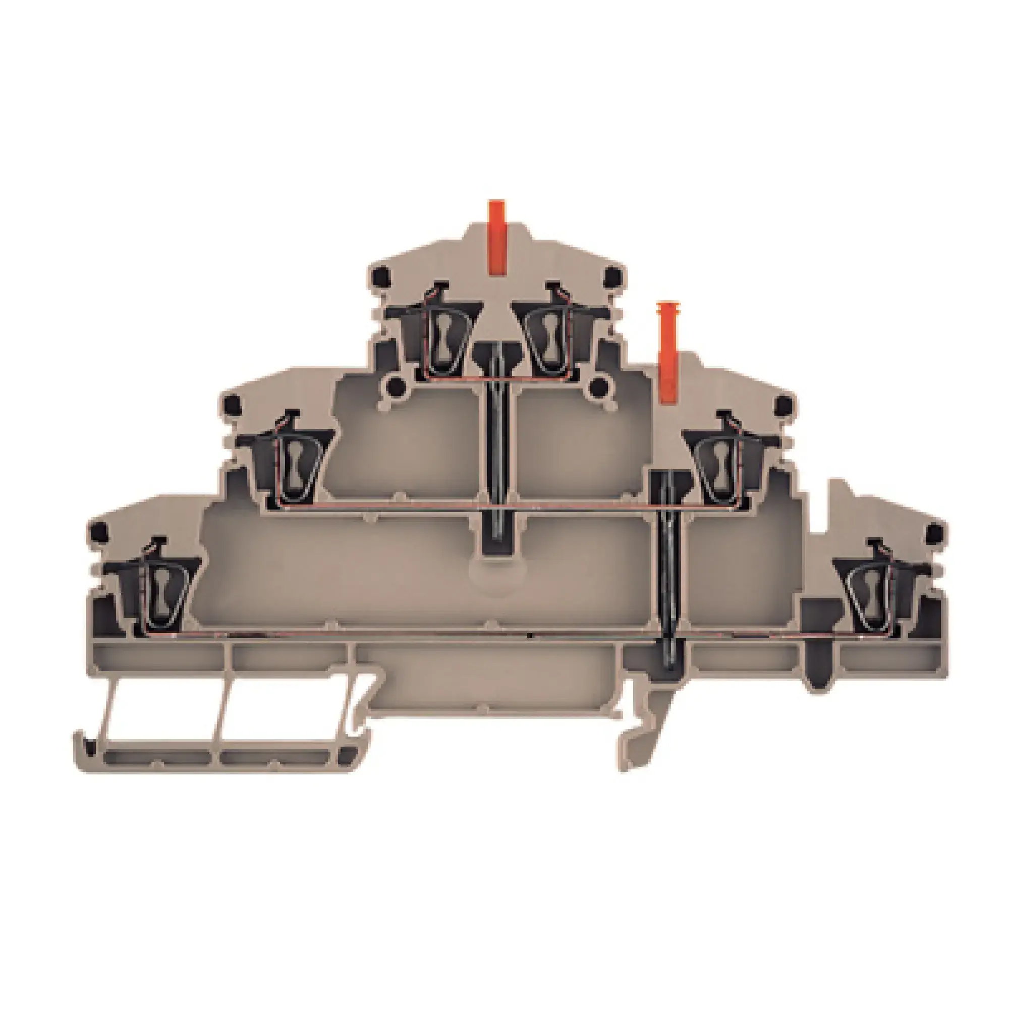 Weidmüller 1782320000 Multi-tier modular terminal, Tension-clamp connection, dark beige, 2.5 mm², 400 V, 400 V, Number of connections: 6, Number of levels: 3, TS 35, V-0, W (img_001)