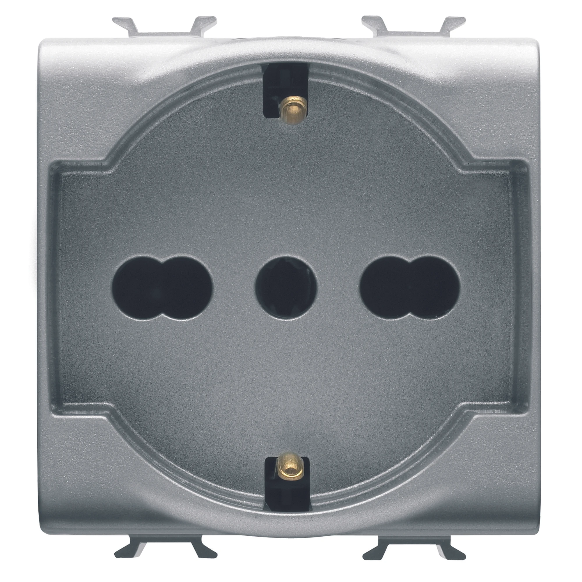 GEWISS GW14204 ITALIAN/GERMAN STANDARD SOCKET-OUTLET 250V ac - 2P+E 16A DUAL AMPERAGE - 2 MODULES - TITANIUM - CHORUSMART (img_001)