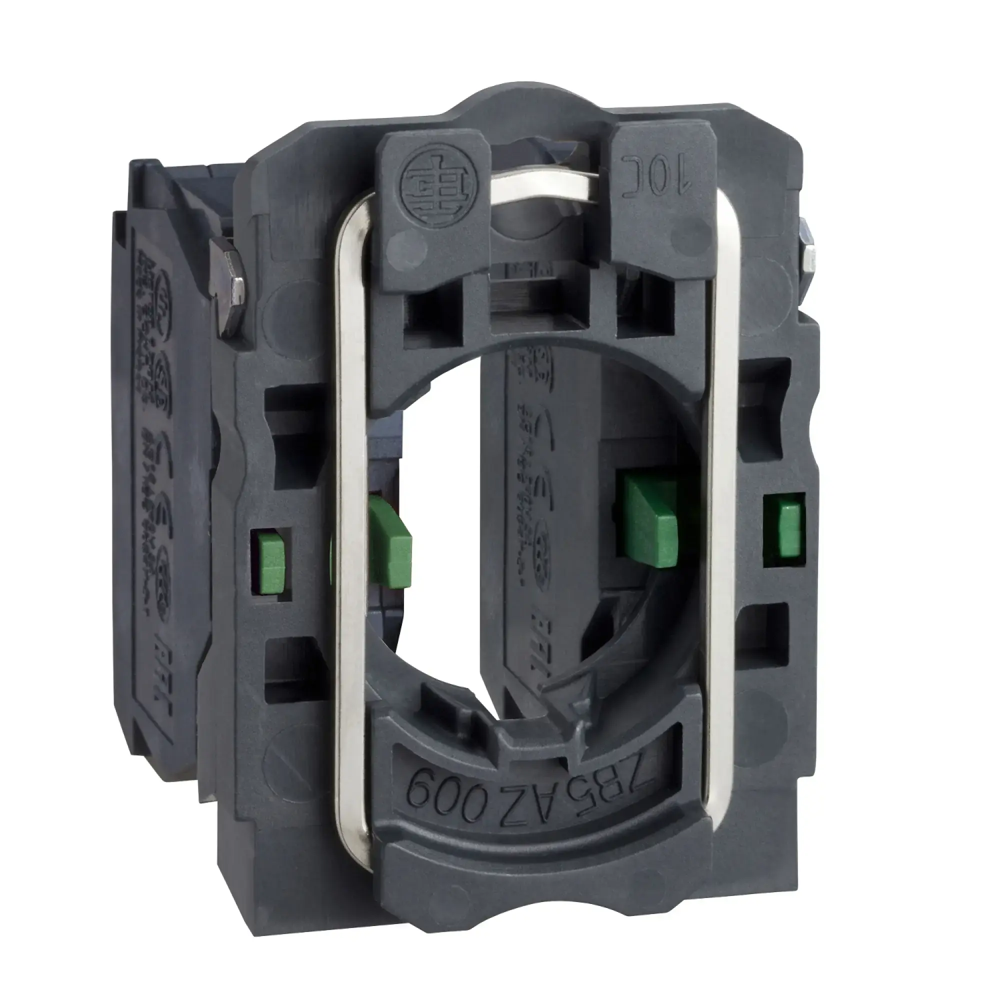 Schneider Electric ZB5AZ103 Auxiliary contact block with mounting flange, Harmony XB5, plastic, 22mm, 30mm, 2S, screw terminal (img_002)