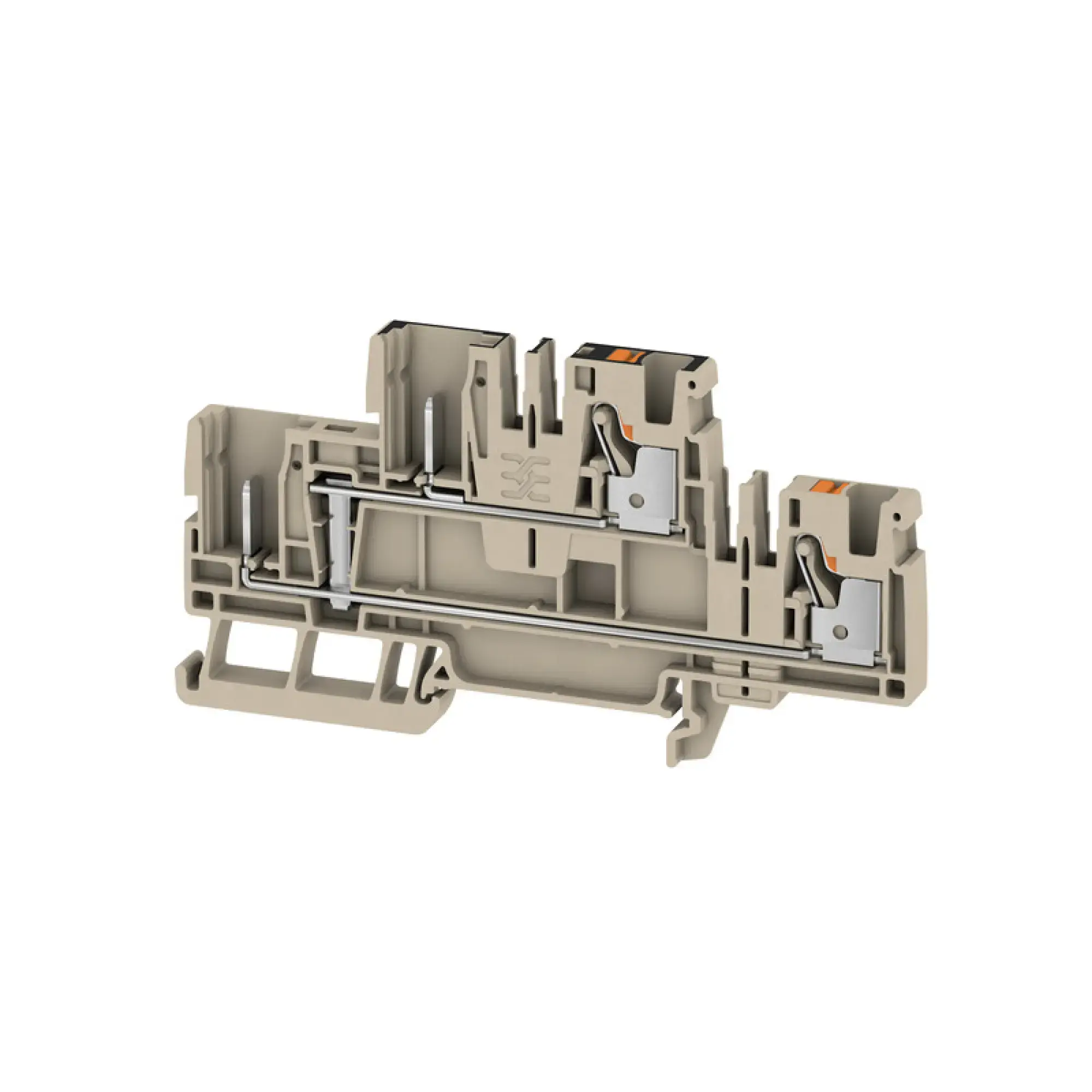 Weidmüller 2540260000 Pluggable terminal, PUSH IN, dark beige, 4, 4 mm², 32 A, Number of connections: 2, Number of levels: 2, TS 35, V-0, Wemid (img_001)