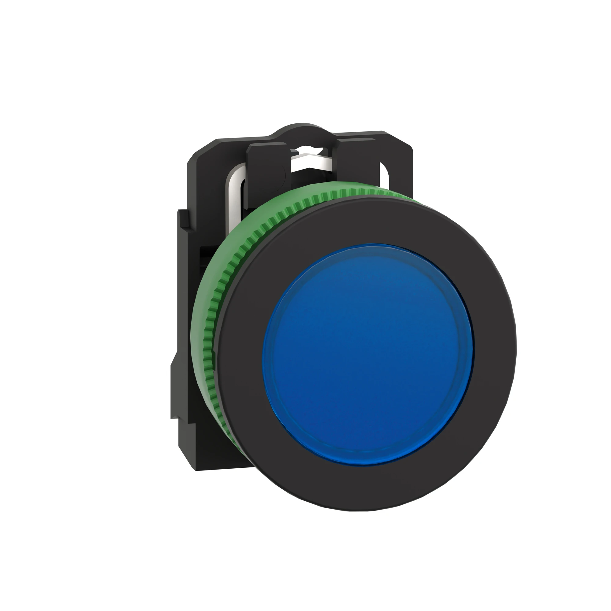 Schneider Electric XB5FVB6 Pilot light, Harmony XB5F, plastic, antimicrobial, blue, 30mm, universal LED, smooth dome, 24V ACDC (img_001)