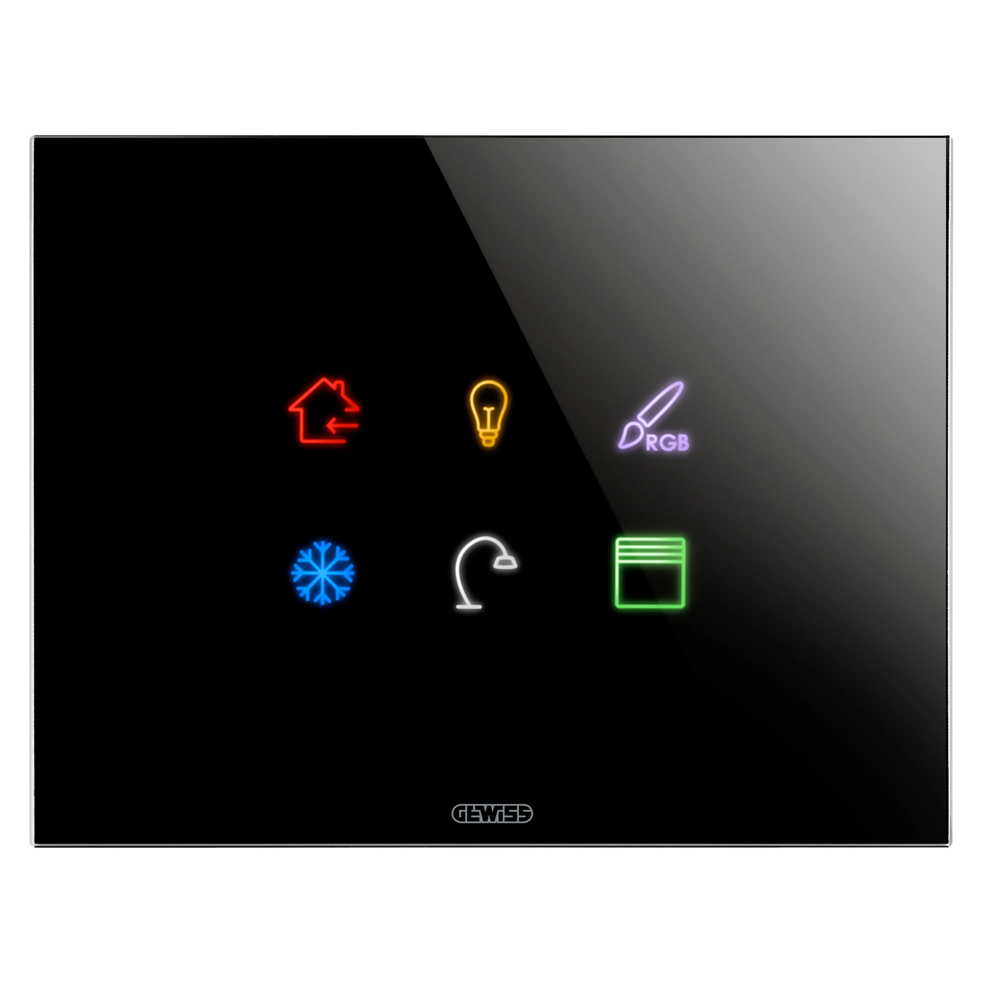 GEWISS GW16946CN ICE TOUCH PLATE KNX - IN GLASS - 6 TOUCH AREAS - BLACK - CHORUSMART (img_001)
