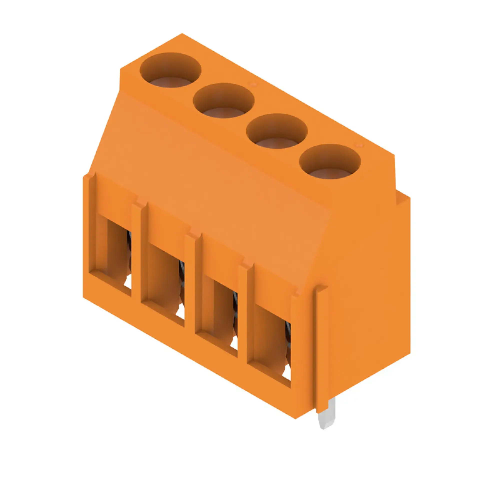 Weidmüller 2567130000 PCB terminal, 320 V, 32.5 A, Pitch in mm: 5.08, 6 mm², Number of poles: 4, Clamping yoke connection, THT solder connection, 90°, Box (img_001)