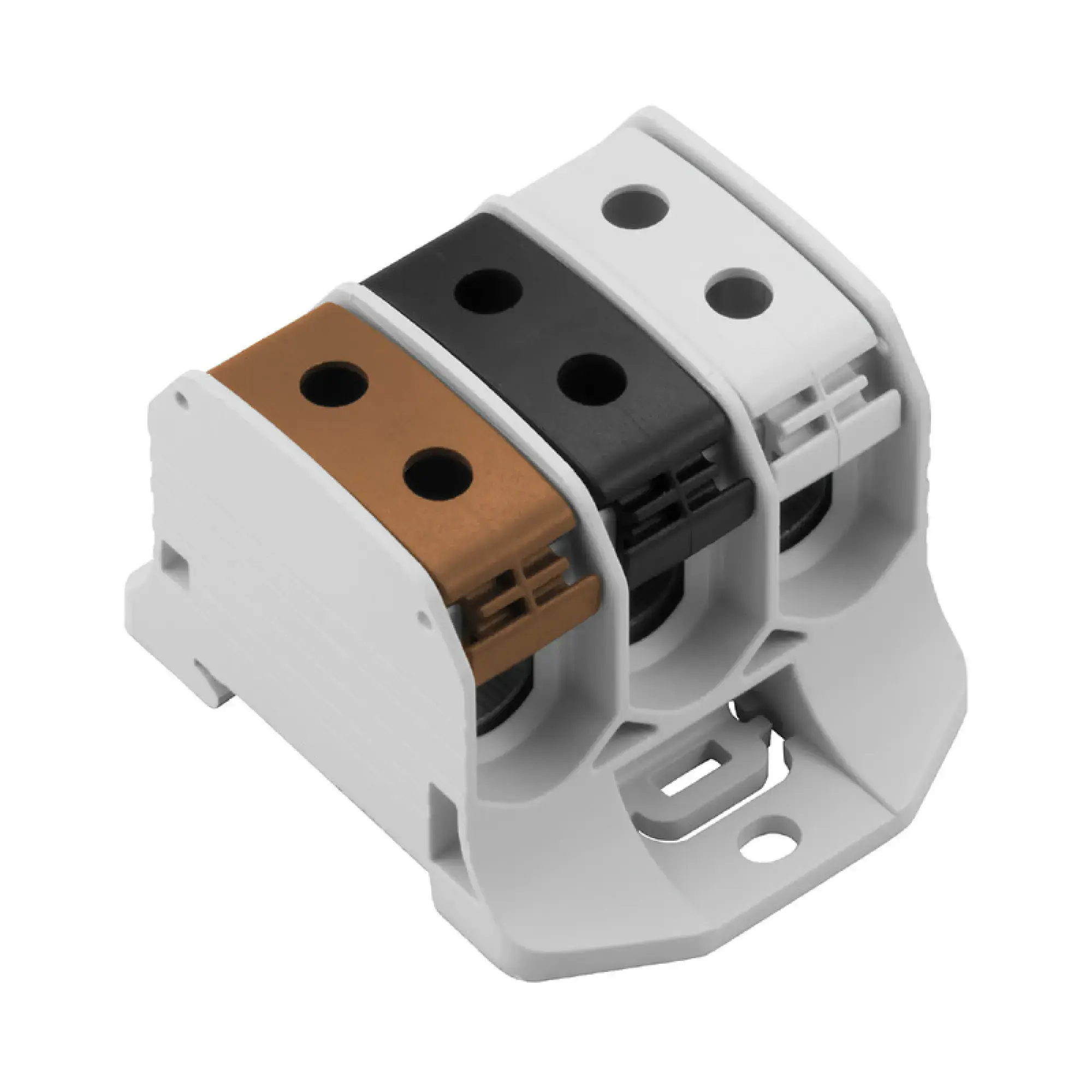 Weidmüller 2502650000 Potential distributor terminal, Screw connection, brown, black, Light Grey, 50 mm², 150 A, 1000 V, Number of connections: 6, Number of levels: 1, TS 3 (img_001)