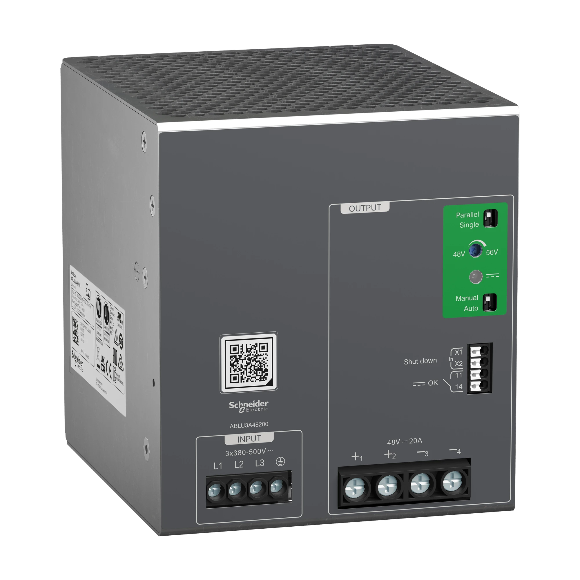 Schneider Electric ABLU3A48200 Power Supply, Modicon ABLU, Universal, switched-mode, 380-500V AC, 3-phase, 48V DC, 20A, 960W (img_001) Schneider Electric ABLU3A48200 Power Supply, Modicon ABLU, Universal, switched-mode, 380-500V AC, 3-phase, 48V DC, 20A, 960W (img_001)