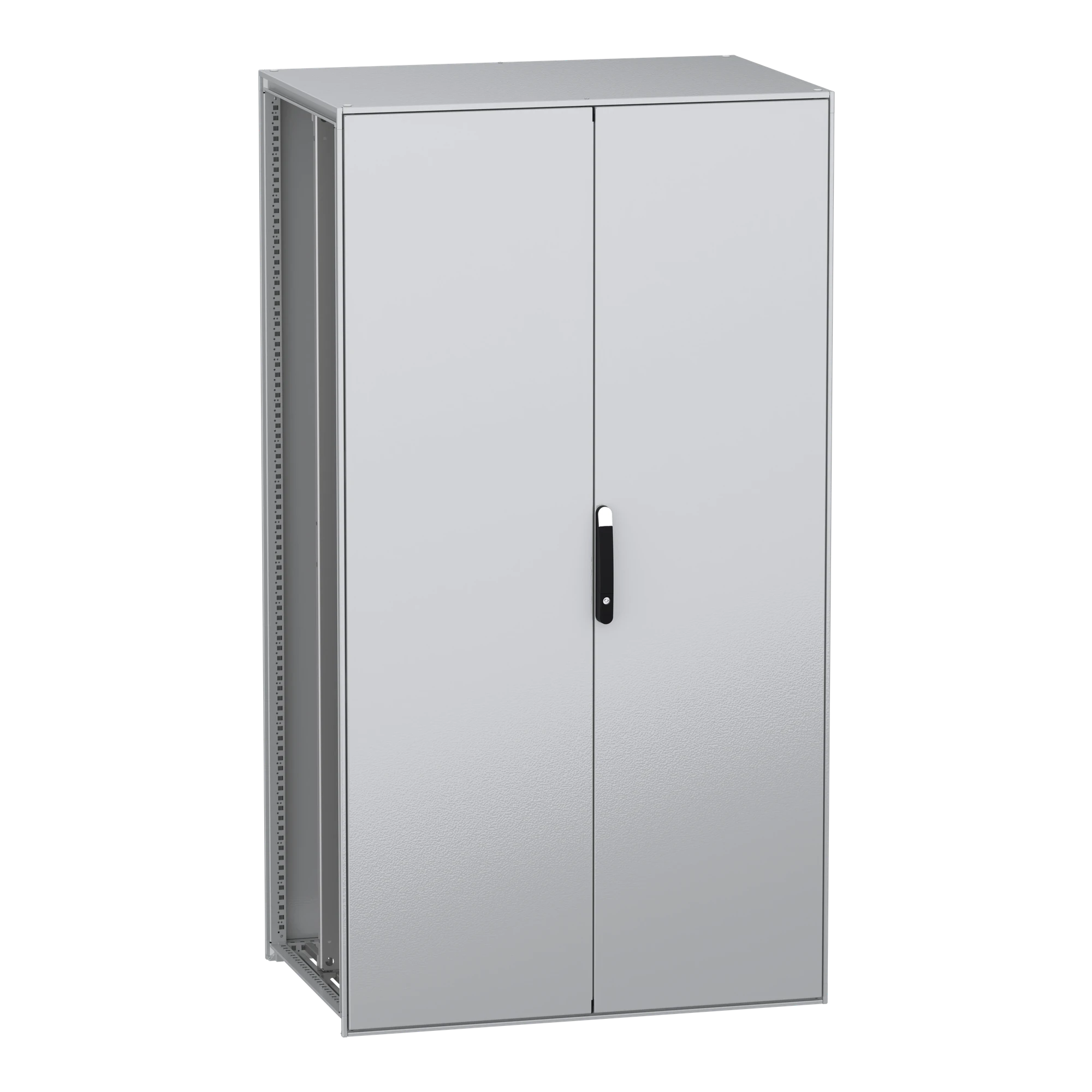 Schneider Electric NSYSFN2212802DP Free-standing enclosure, PanelSeT SFN, made of decarbonized steel, with mounting plate, assembled, 2200x1200x800mm, 2 doors, IP55 (img_001)