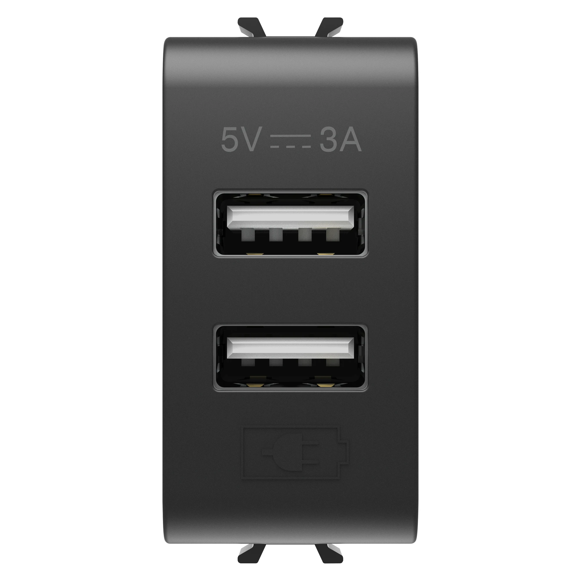 GEWISS GW12447 USB CHARGER - A+A TYPE - 3A - SATIN BLACK - 1 MODULE - CHORUSMART (img_001)