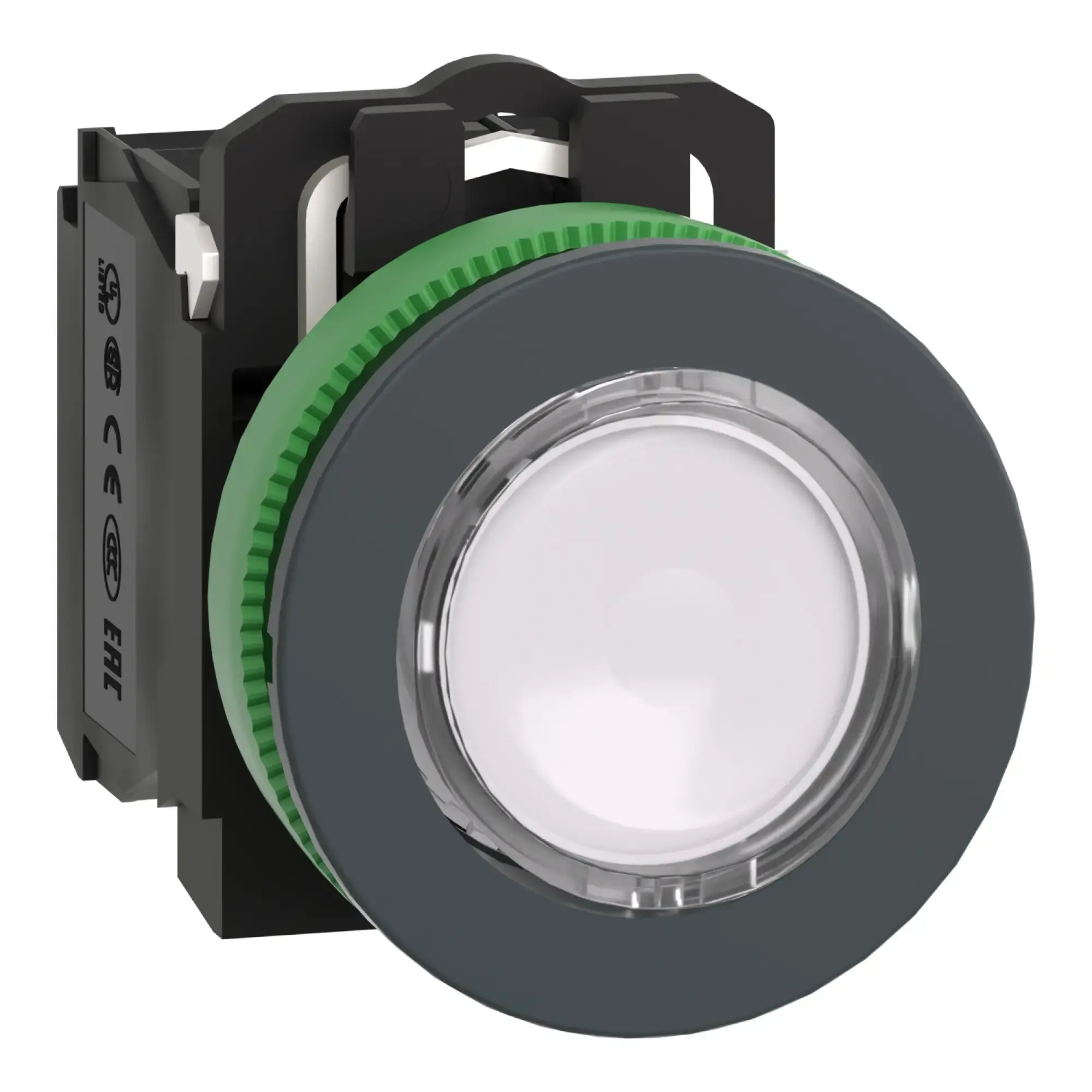 Schneider Electric XB5FW31G5 Illuminated Pushbutton, Harmony XB5F, Plastic, Antimicrobial, White, 30mm, Universal LED, 1NO + 1NC, 110-120V AC (img_010)