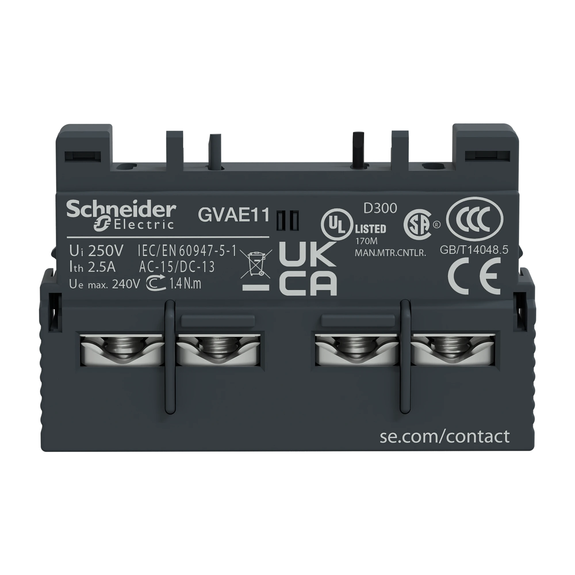 Schneider Electric GVAE11 Auxiliary switch, 1NO+1NC, Front (img_005) Schneider Electric GVAE11 Auxiliary switch, 1NO+1NC, Front (img_005)