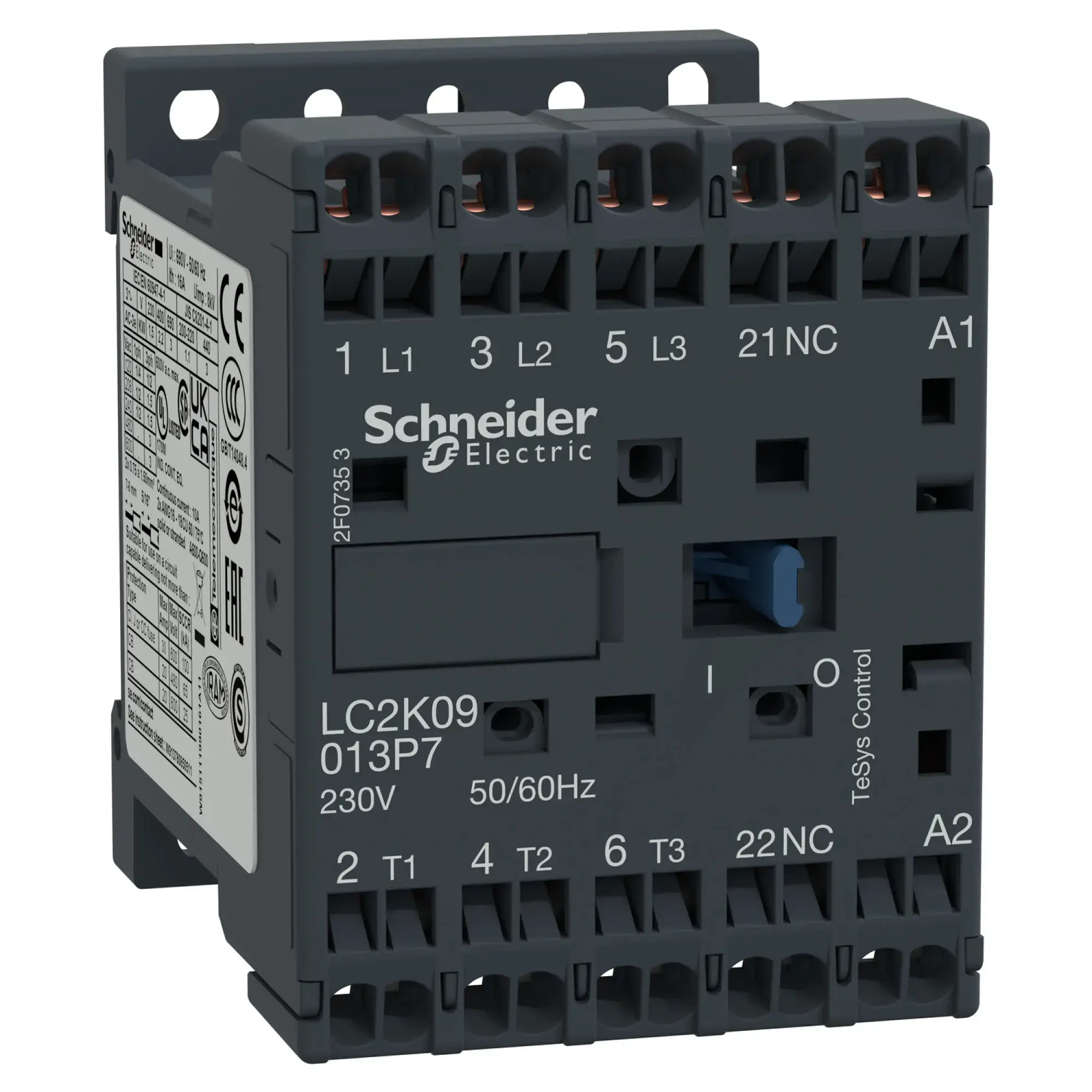 Schneider Electric LC1K06103P72 Power contactor LC1K 3p, +1NO, 2.2 kW, 6 A, 400 V AC3, coil 230 V AC (img_002)
