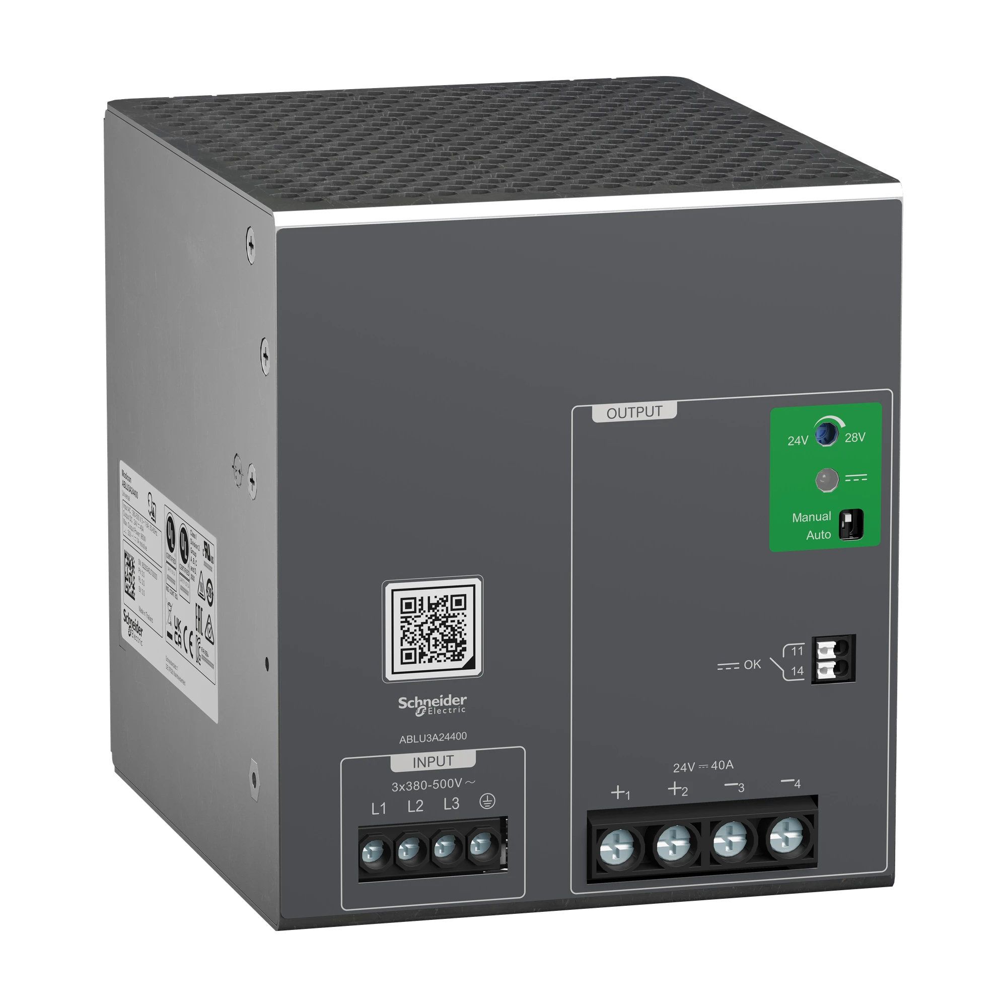 Schneider Electric ABLU3A24400 Spannungsversorgung, Modicon ABLU, Universal, getaktet, 380-500V AC, 3-phasig, 24V DC, 40A, 960W (img_001) Schneider Electric ABLU3A24400 Spannungsversorgung, Modicon ABLU, Universal, getaktet, 380-500V AC, 3-phasig, 24V DC, 40A, 960W (img_001)
