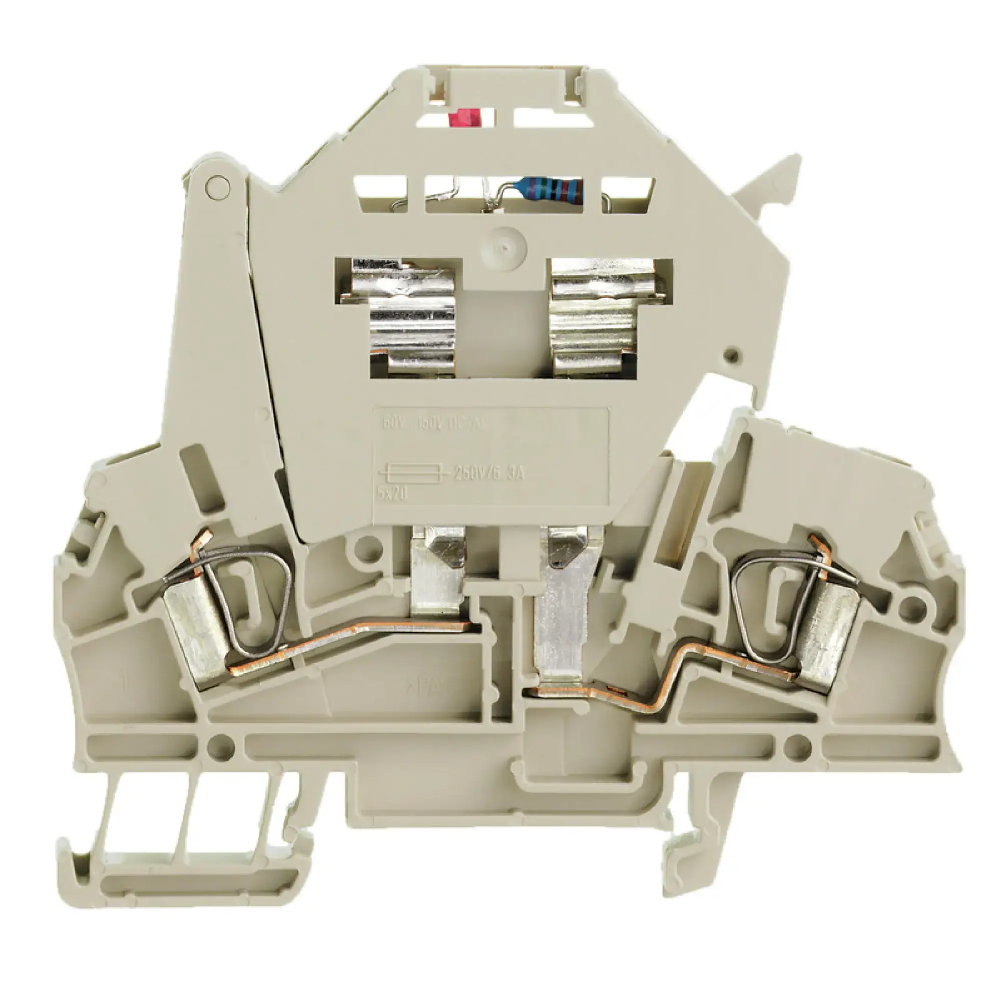 Weidmüller 1315920000 Fuse terminal, Tension-clamp connection, grey, 2.5 mm², 6.3 A, 120 V, Number of connections: 2, Number of levels: 1, TS 35 (img_001)