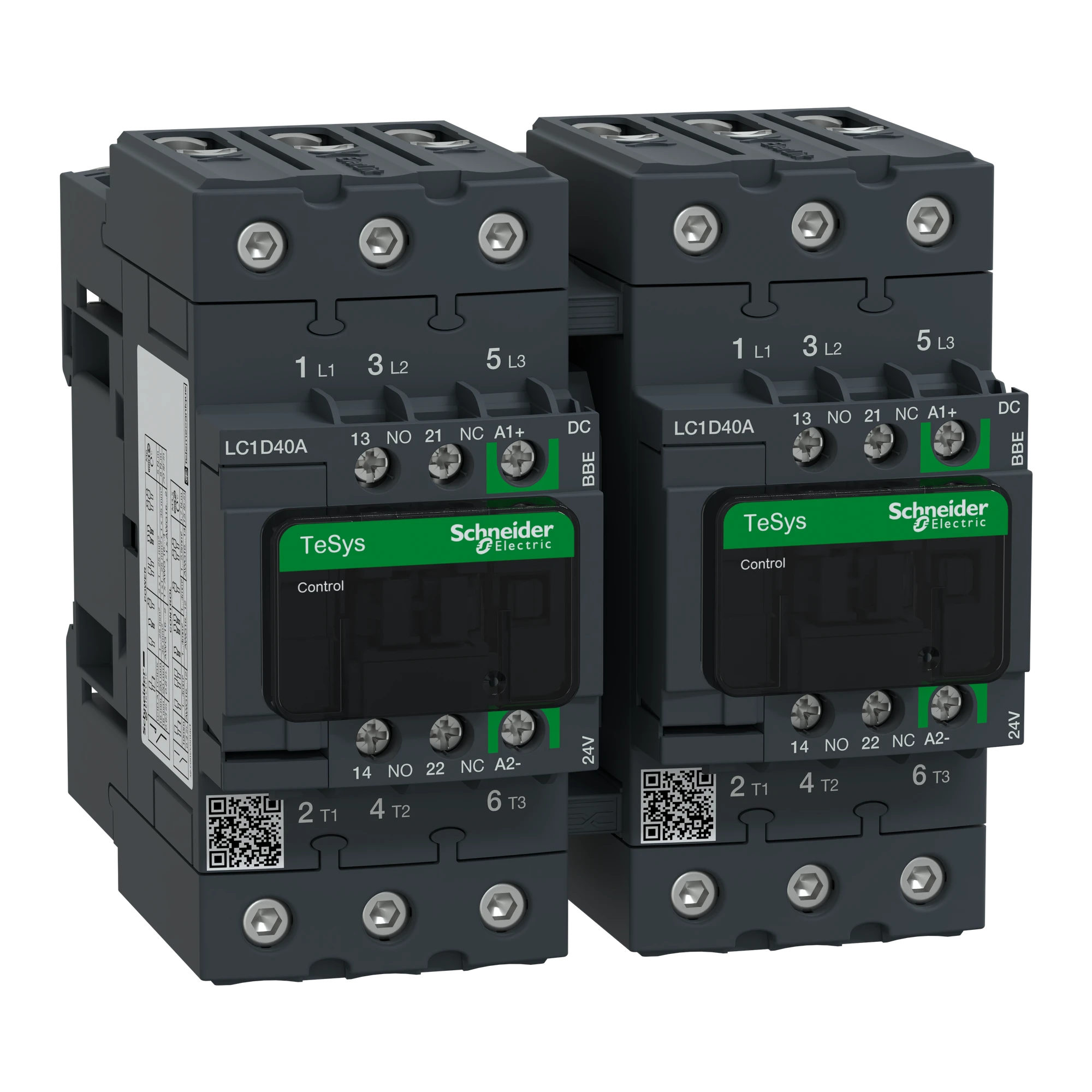 Schneider Electric LC2D40ABBE Reversing contactor combination, 3p+1NO+1NC, 22kW/400V/AC3, 40A, coil 24V DC, 11W (img_001) Schneider Electric LC2D40ABBE Reversing contactor combination, 3p+1NO+1NC, 22kW/400V/AC3, 40A, coil 24V DC, 11W (img_001)