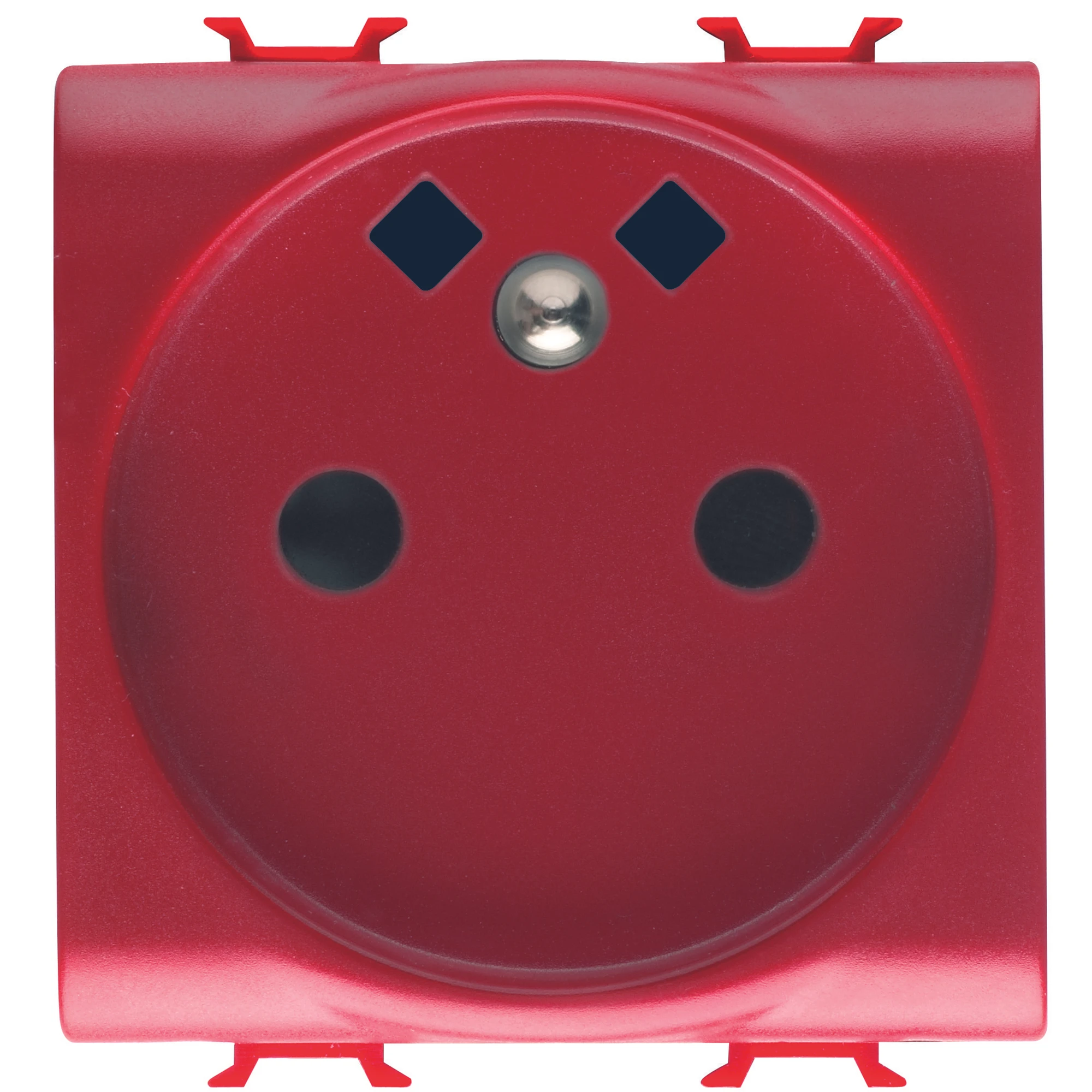 GEWISS GW10258 FRENCH STANDARD SOCKET-OUTLET 250V ac - FRONT TIGHTENING TERMINALS - FOR DEDICATED LINES - 2P+E 16A - 2 MODULES - RED - CHORUSMART (img_001)