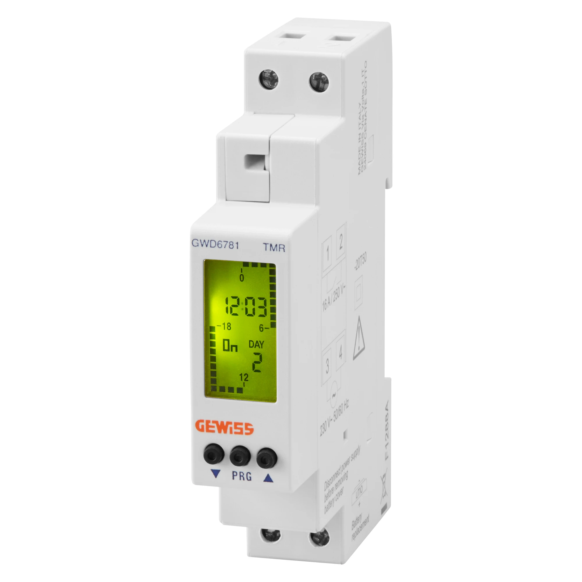 GEWISS GWD6781 COMPACT WEEKLY TIME SWITCH - CHARGE RESERVE 4 YEARS - 1 NO CONTACT - 1 MODULE (img_001)