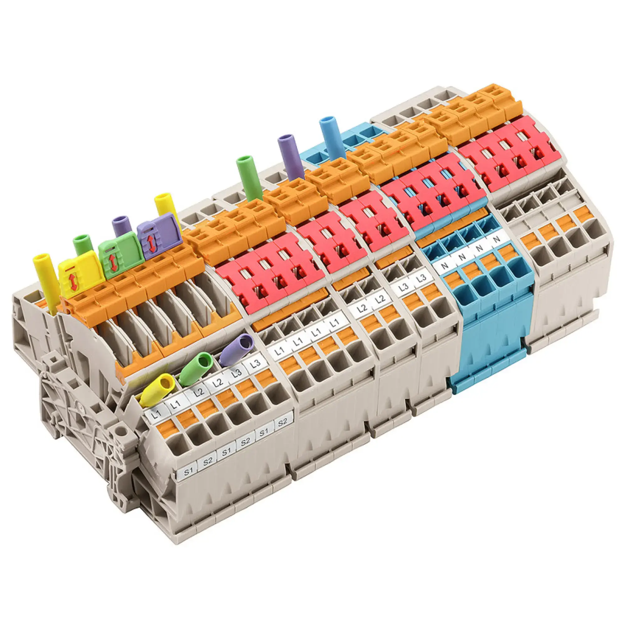 Weidmüller 8000114286 Test-disconnect terminal, PUSH IN, beige, 6 mm², 30 A, Number of connections: 42, Number of levels: 1 TAB NS NORD 22 (img_001)