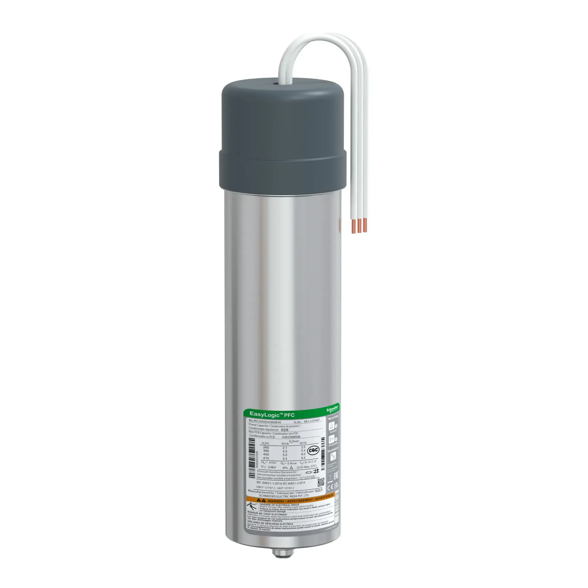 Schneider Electric BLRCS050A060B40 VarplusCan SDuty Capacitor, 5/6 kvar, 400 V, 50/60Hz (img_002)