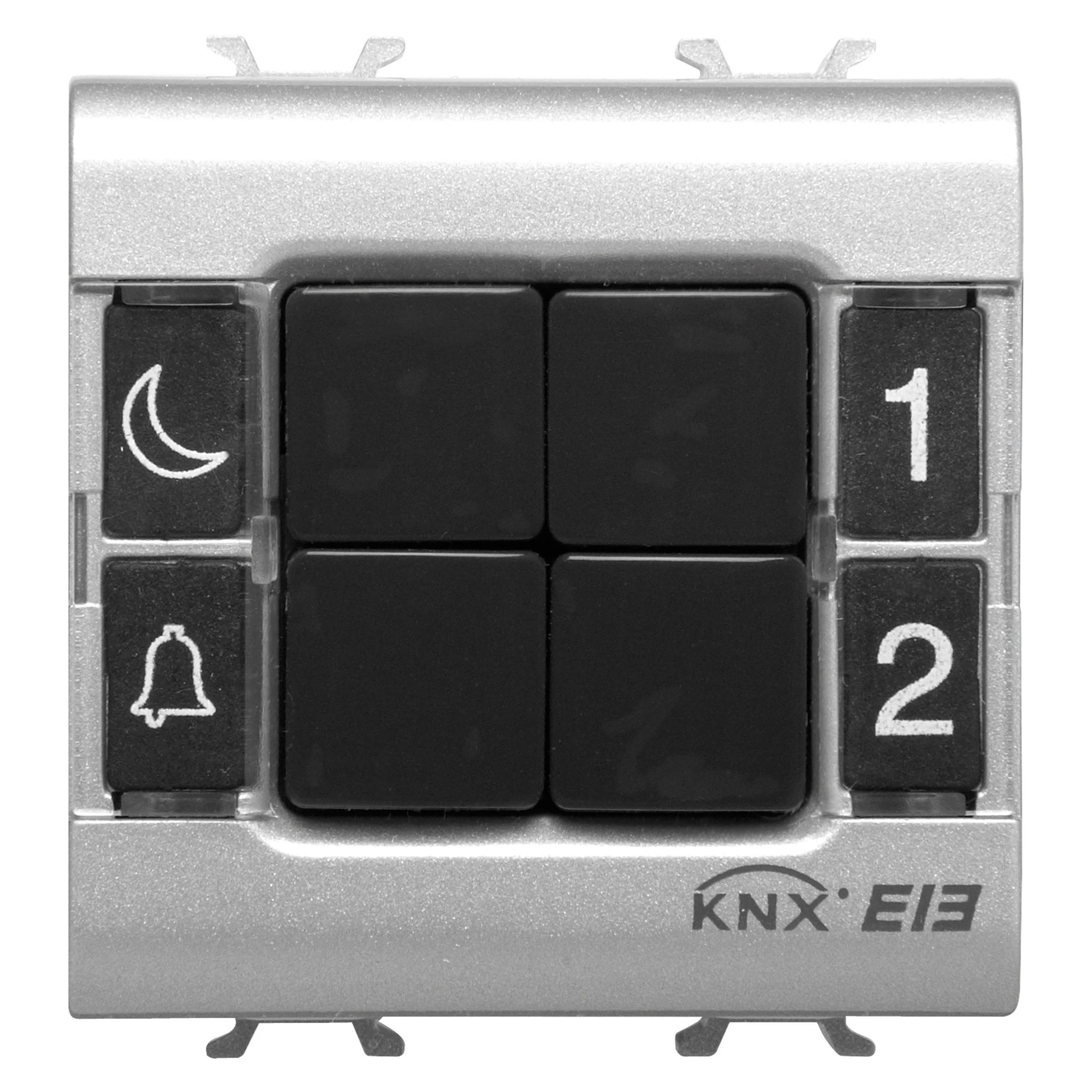 GEWISS GW14782 PUSH-BUTTON PANEL - KNX - 4 CHANNELS - 2 MODULES - TITANIUM - CHORUSMART (img_001)