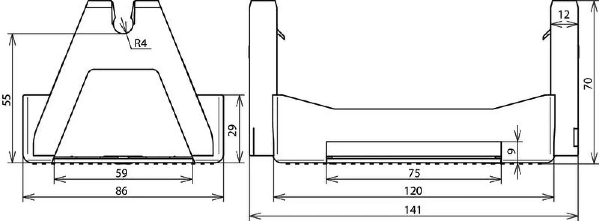 Dehn 253051 Roof cond. holder KF2 f. roofing sheet stripes -5mm thick, double holder 8 mm (img_005)